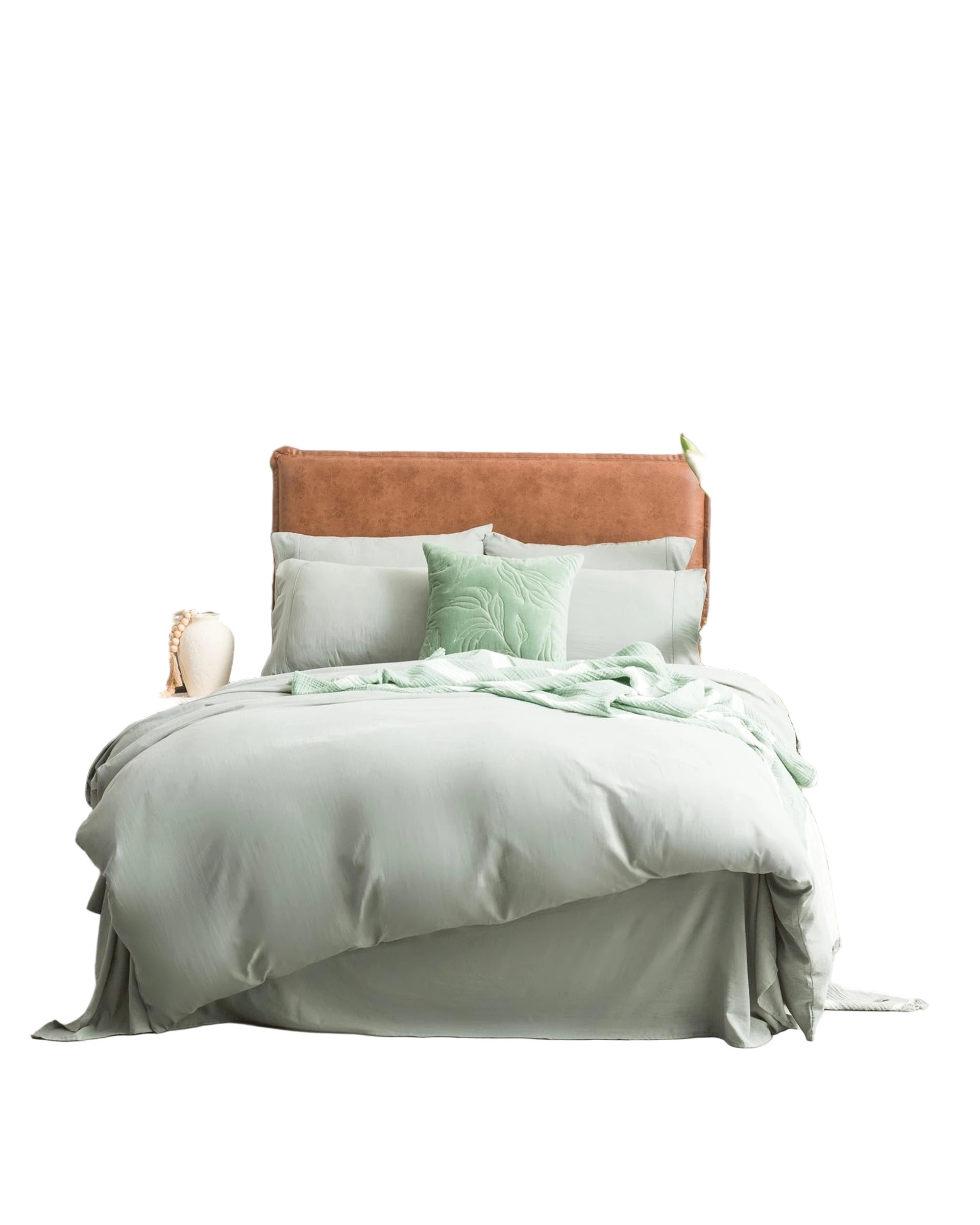 1 Ddecor Home Ultra Plush Vintage Washed Microfiber Quilt Cover Set — Sage (King) - Green, 1 of 6