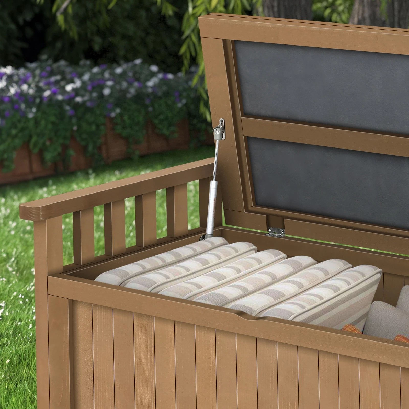 8 Alfordson Outdoor Storage Box Wooden Garden Bench Chest Tool Sheds XL - Natural, 8 of 9