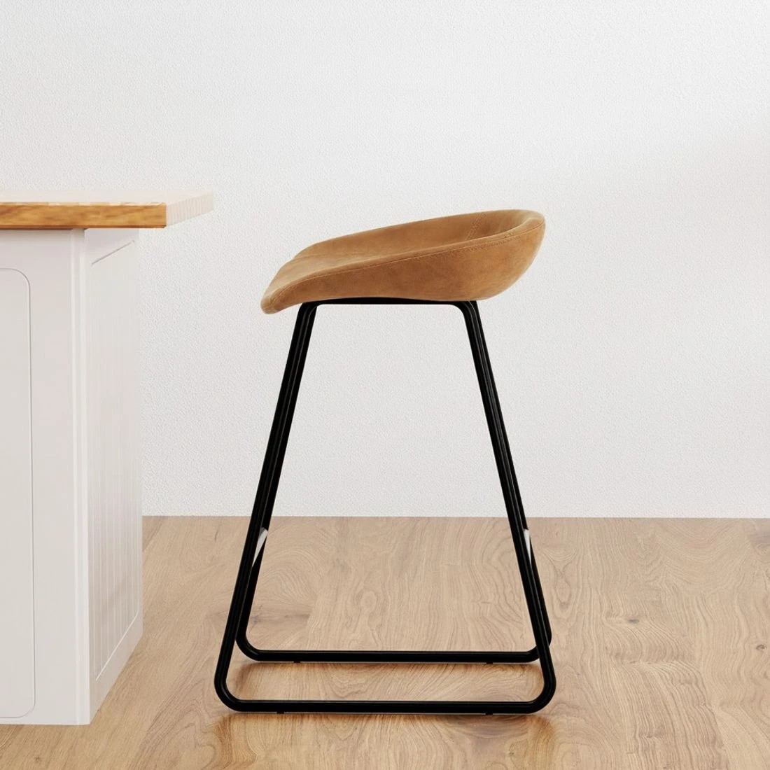 3 Artiss Set of 2 Bar Stools Kitchen Dining Chairs Counter Stool Leather - Brown, 3 of 5