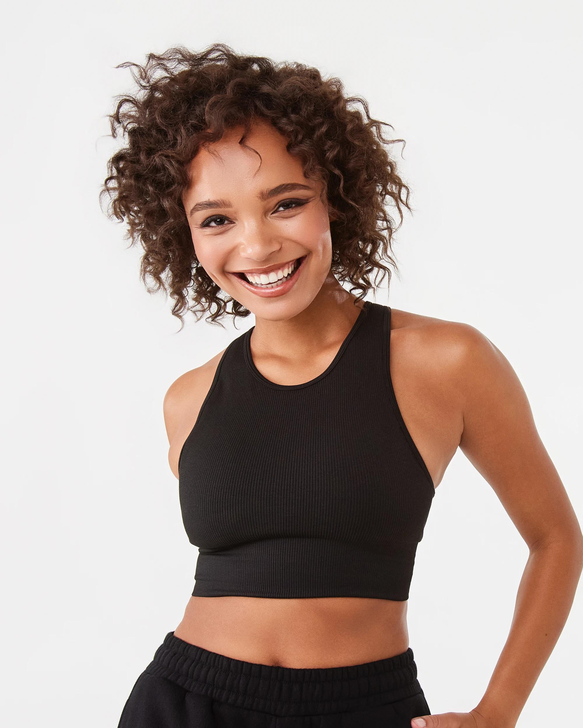 1 Active Womens Seamfree Everyday Crop Top Black, 1 of 7