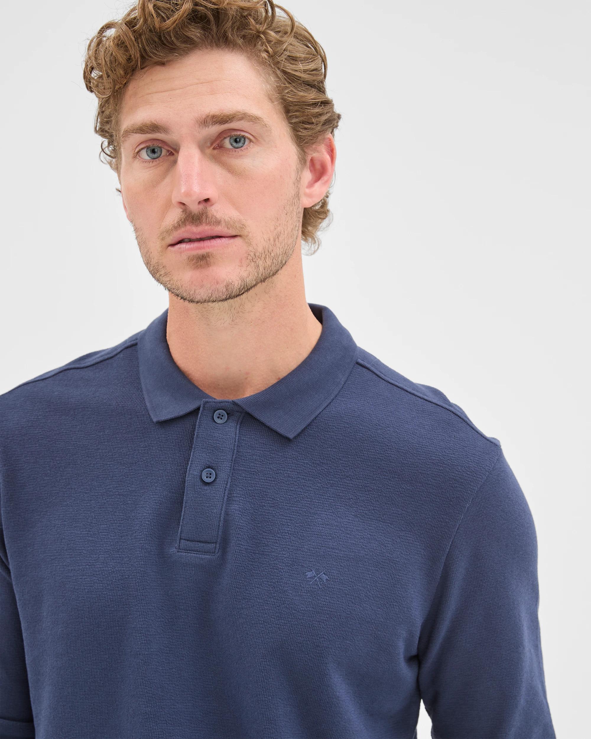 5 Target Man Australian Cotton Blend Boucle Polo Top NAVY, 5 of 7