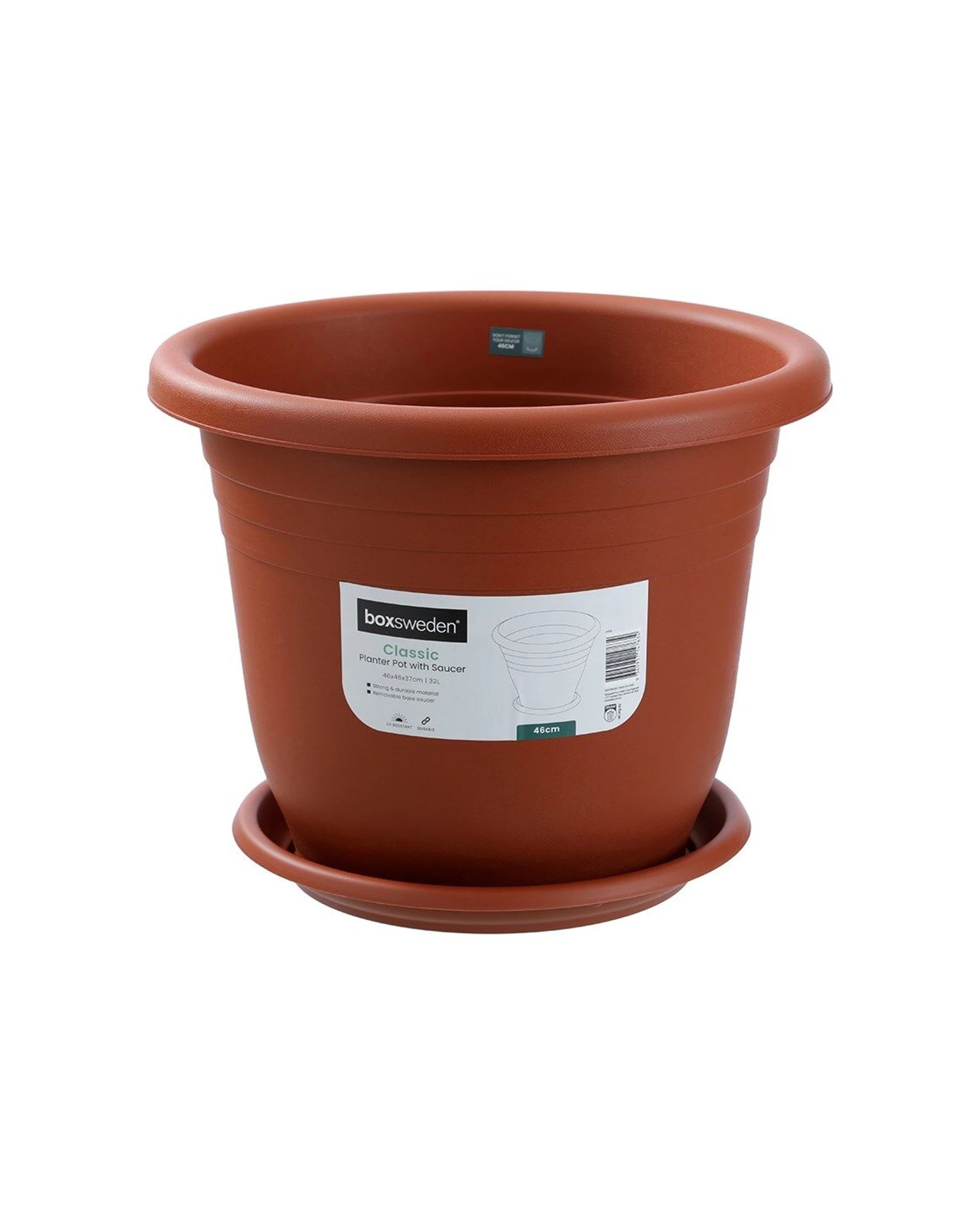 7 Boxsweden Classic Plastic Planter Pot With Saucer Durable 46cm - Multi, 7 of 7
