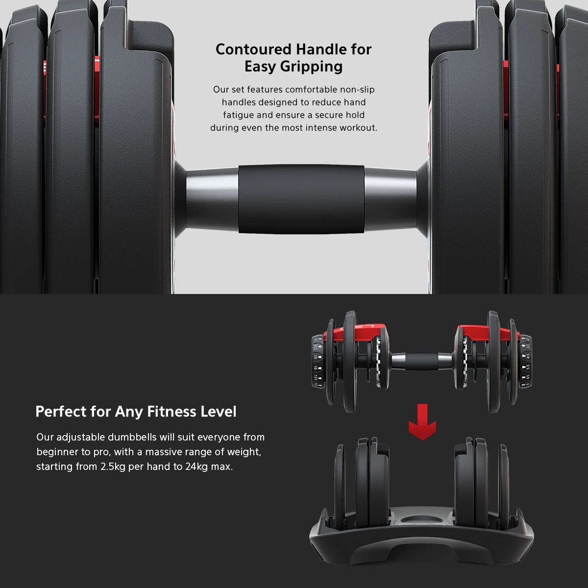 4 LSG 52.5lbs Adjustable Dumbbell Pair - Black, 4 of 6