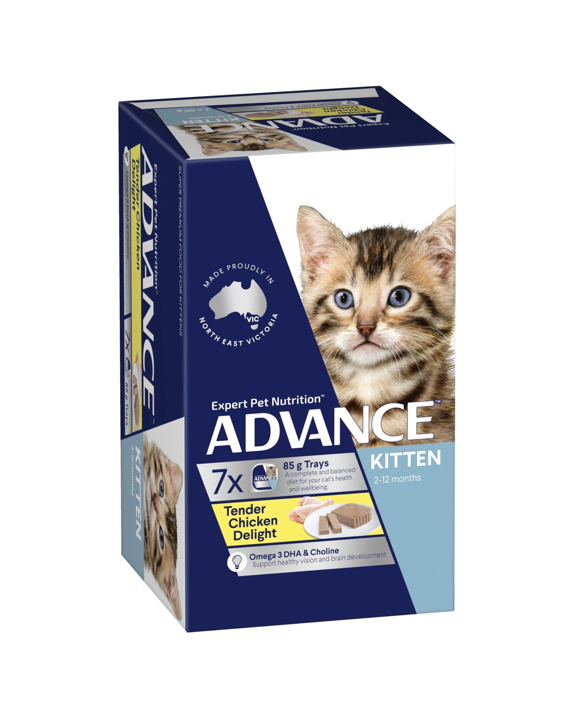 2 Advance Kitten 2-12 Months Wet Cat Food Tender Chicken Delight 7 x 85g, 2 of 3
