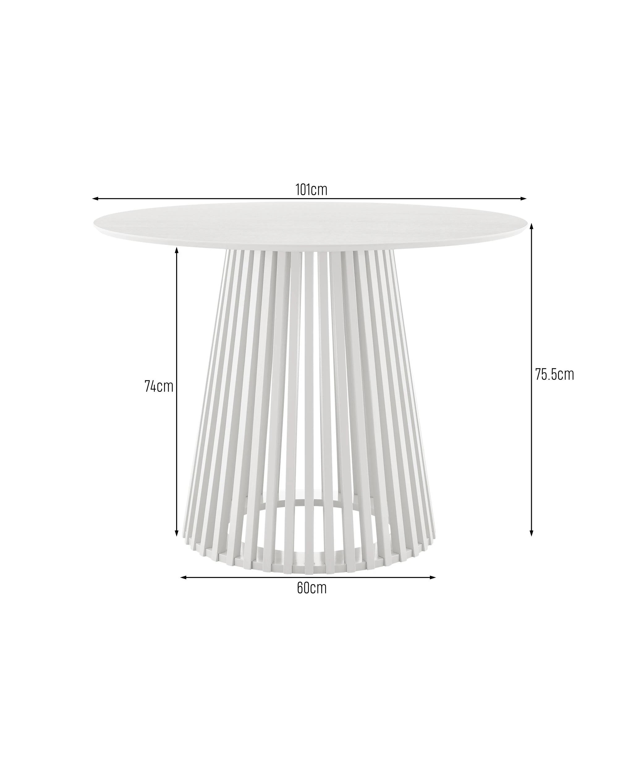 7 Kodu 100cm Round Dining Table with Slat Base - White, 7 of 7
