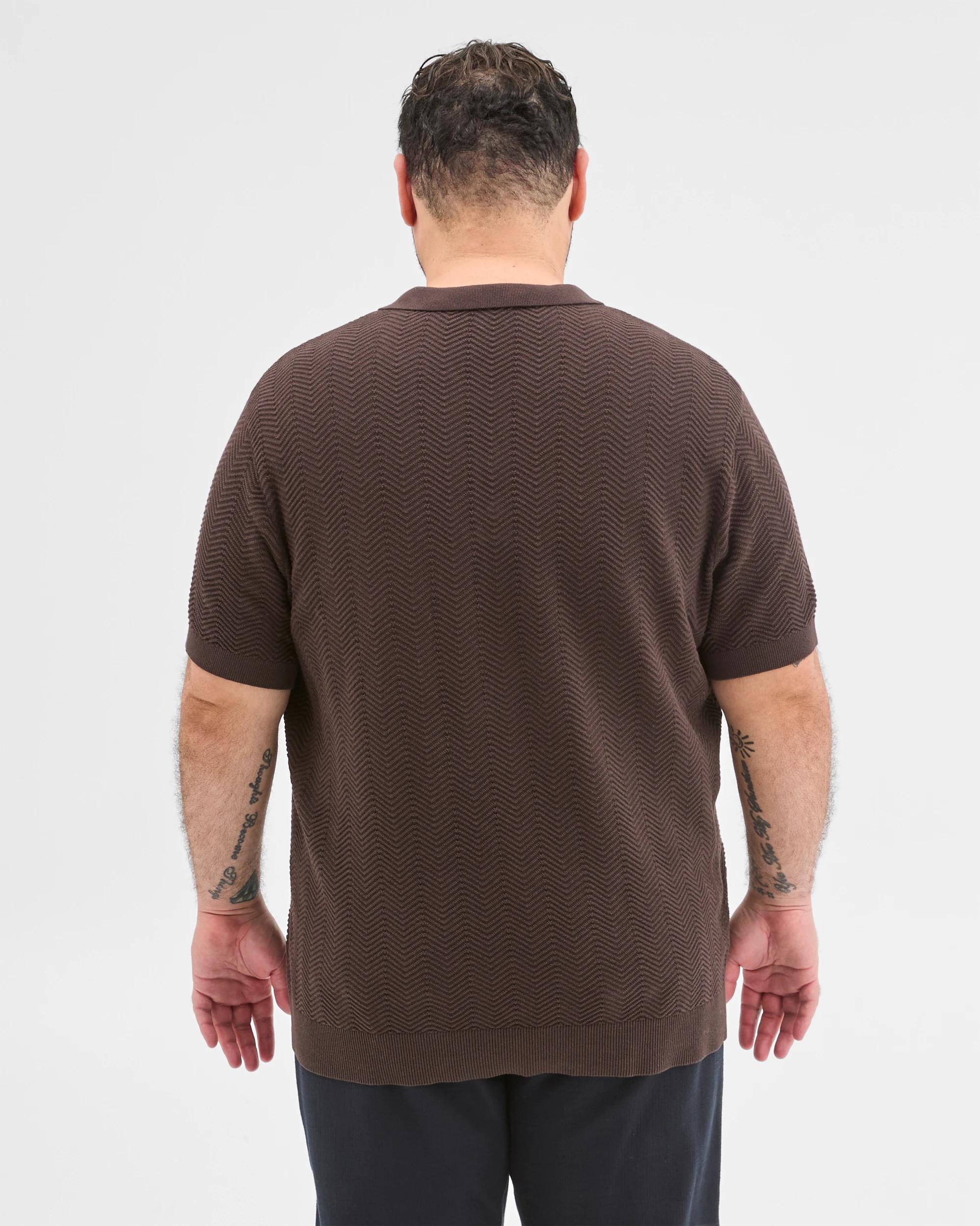 6 Target Man Plus Size Australian Cotton Smart Knit Polo Top BITTER CHOC, 6 of 6