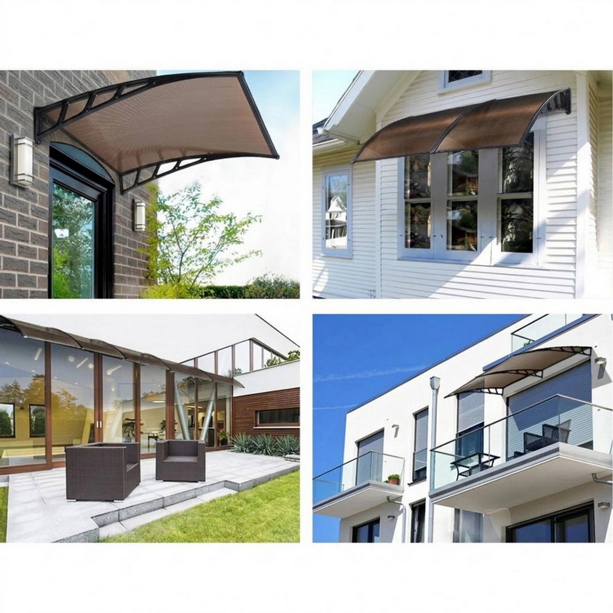 4 Instahut Window Door Awning Canopy 1.5mx3m Brown Sheet Plastic Frame - Multi, 4 of 7