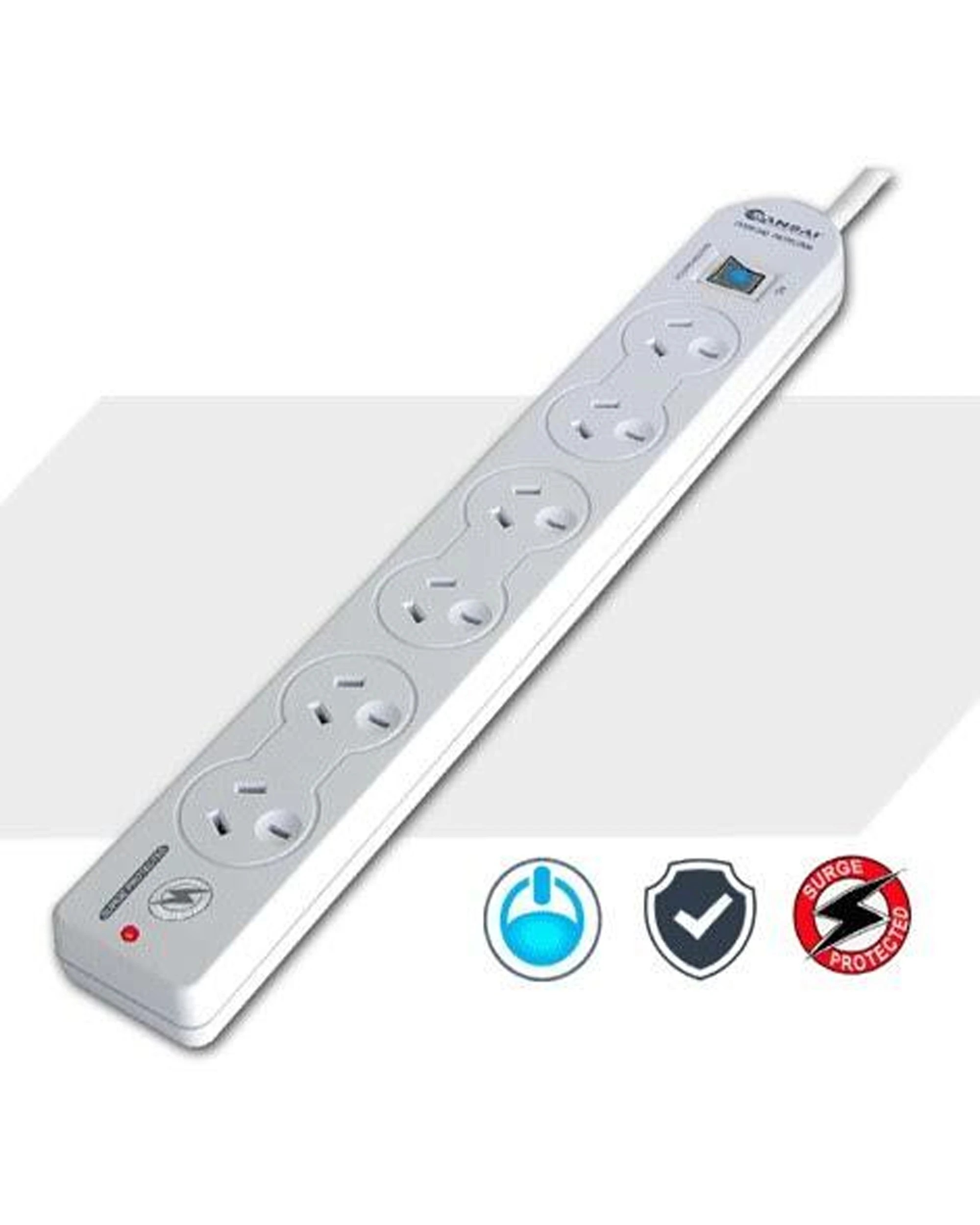 2 Sansai 6 Way Power Board Sockets Overload Surge Protection 1m Cord Master - White, 2 of 2