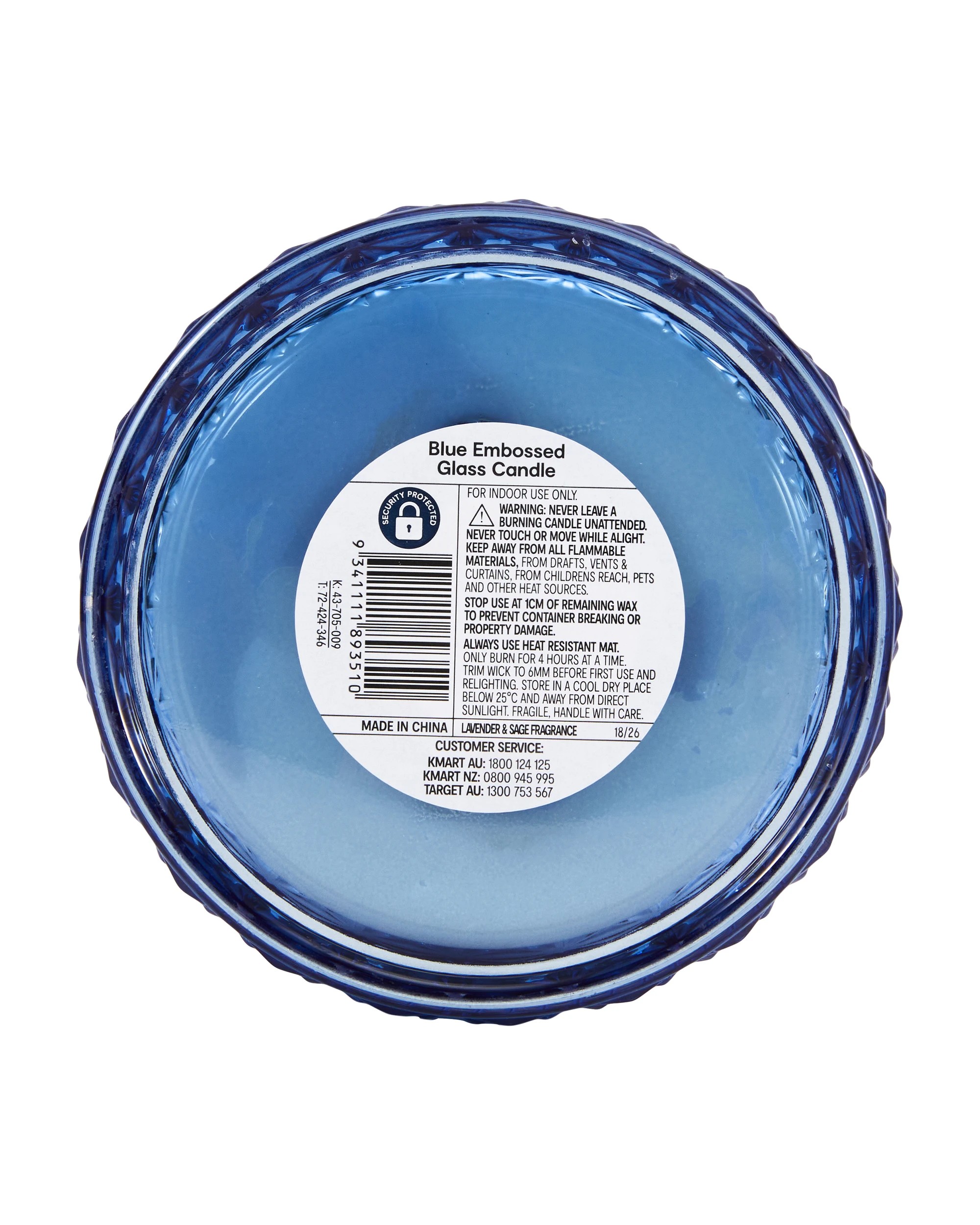 5 Blue Embossed Glass Candle, 5 of 5