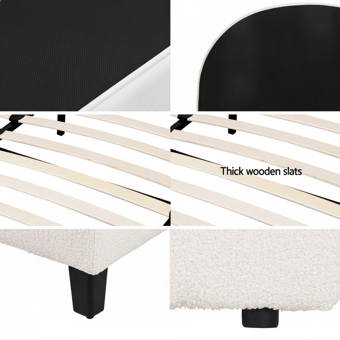 6 Artiss Bed Frame Gas Lift Strorage Beds Base Platform Boucle Fabric Queen ELLA - Beige, 6 of 7