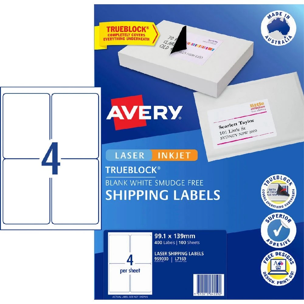 1 Avery 4UP Inkjet Laser Shipping Labels 100 Sheets, 1 of 8