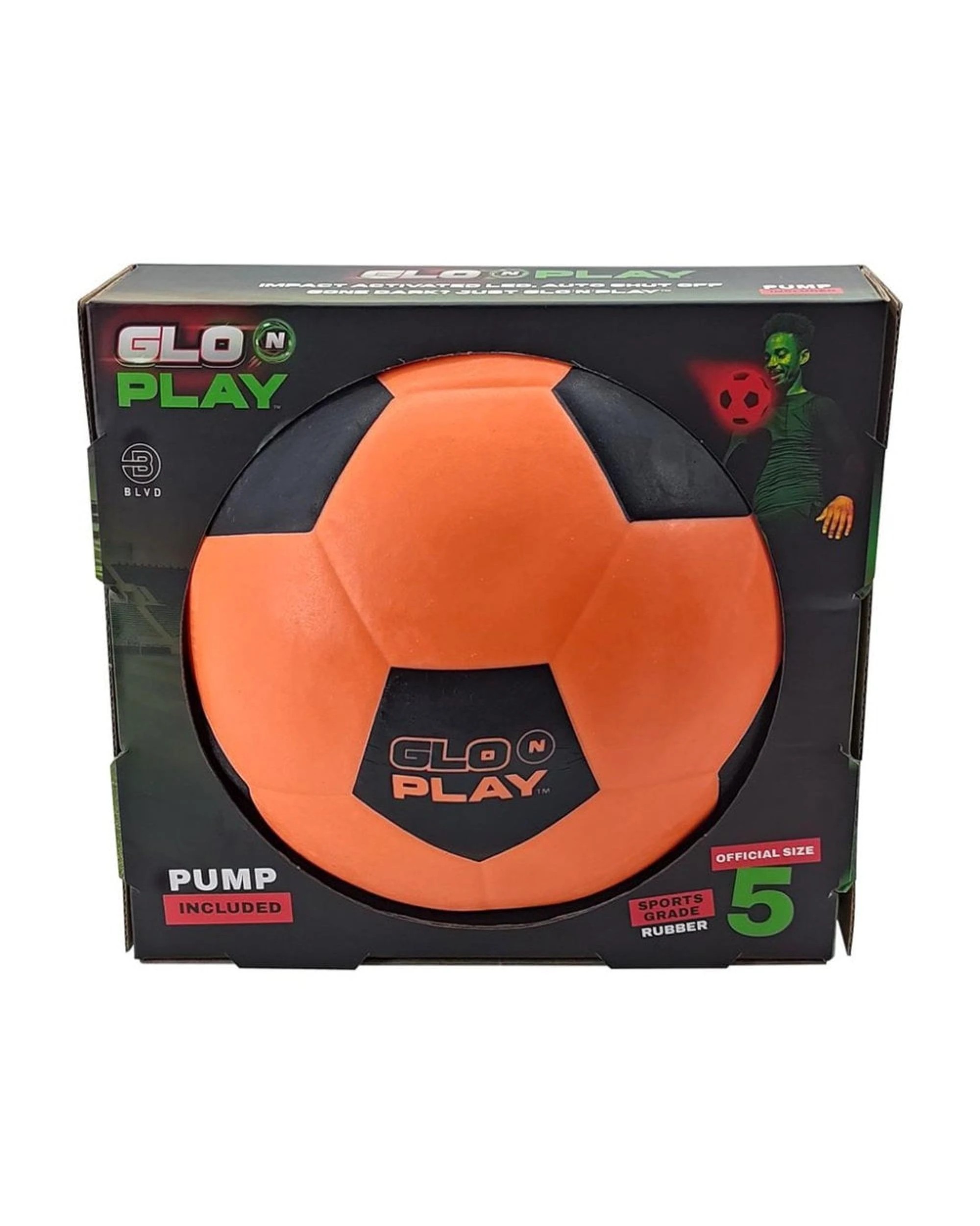 1 Glo N Play Rubber Orange and Black Rechargeable Light Up Soccer Ball, 1 of 6
