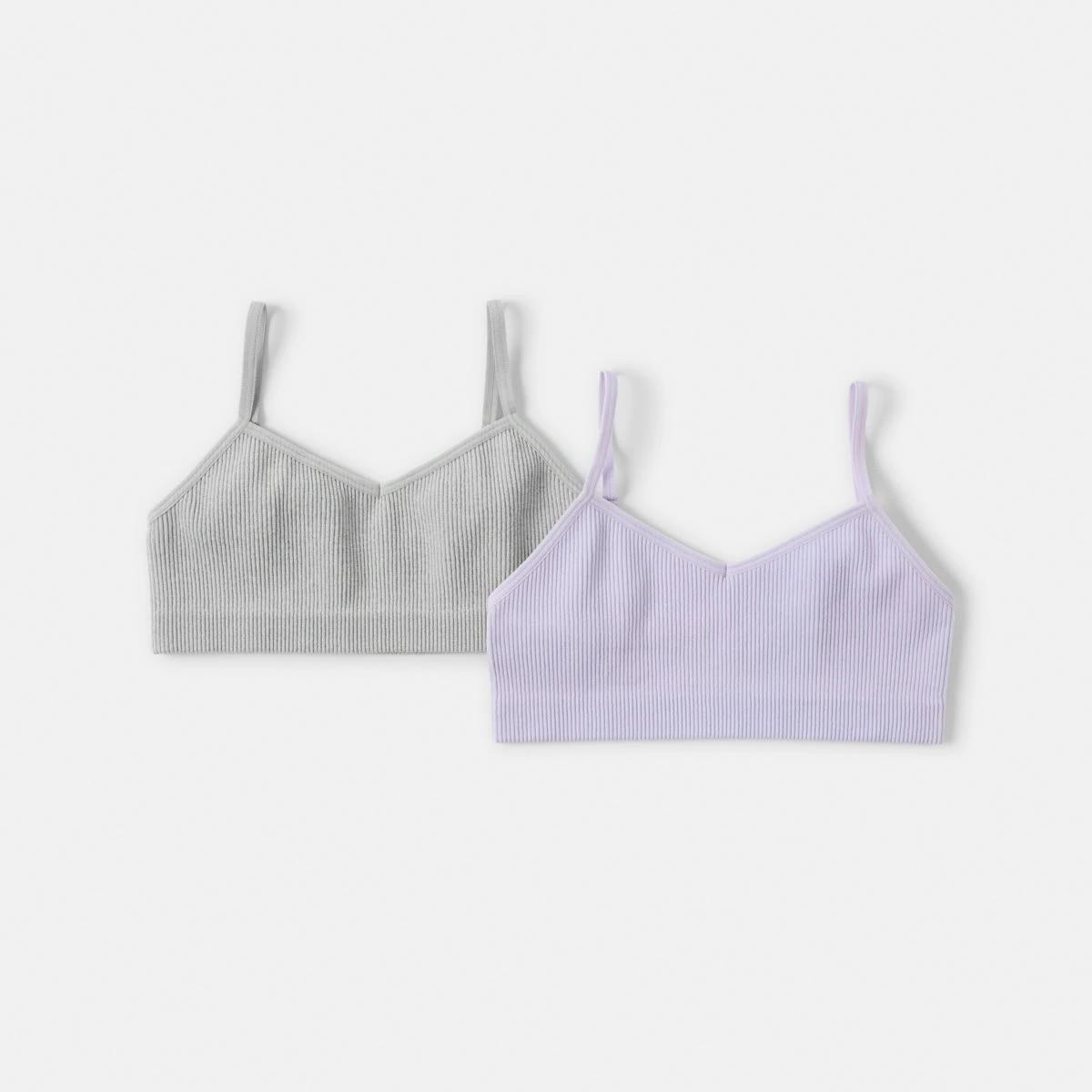 1 2 Pack Rib Seamfree Crop Top Purp Marle, 1 of 3