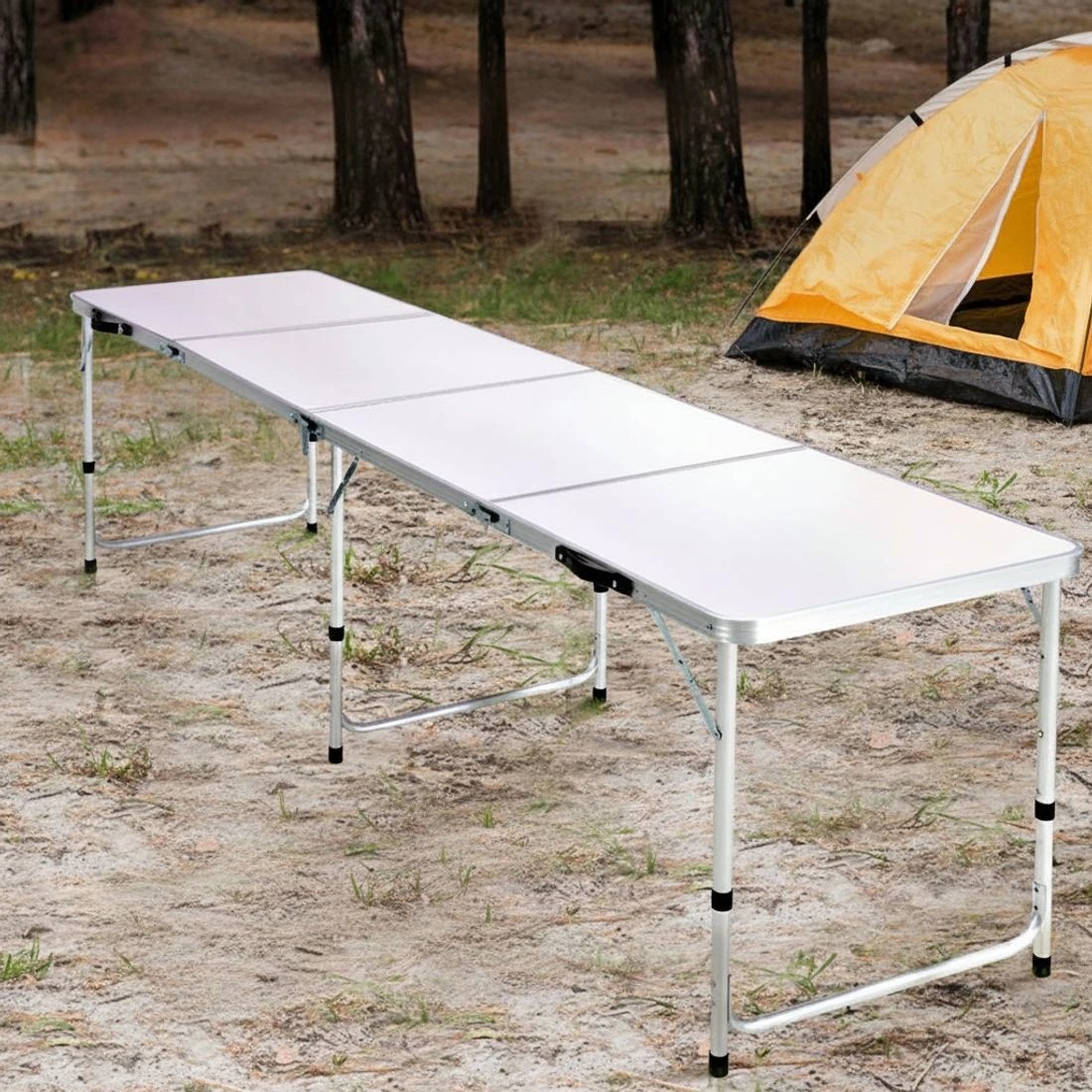 4 Weisshorn Folding Camping Table 240CM Portable Outdoor Picnic BBQ Aluminium Desk - Silver, 4 of 6