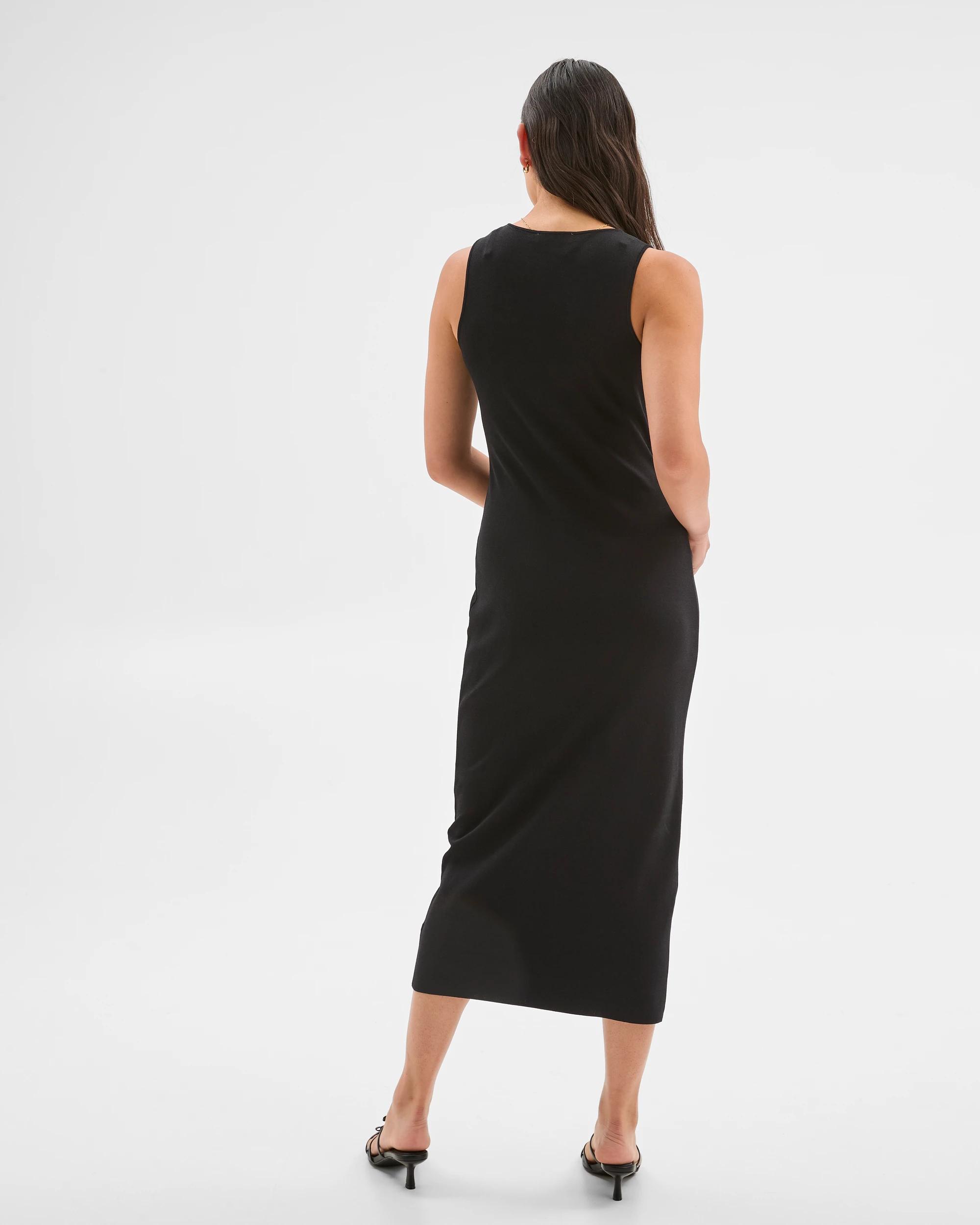 5 Sleeveless Crepe Knit Dress - Preview BLACK, 5 of 6