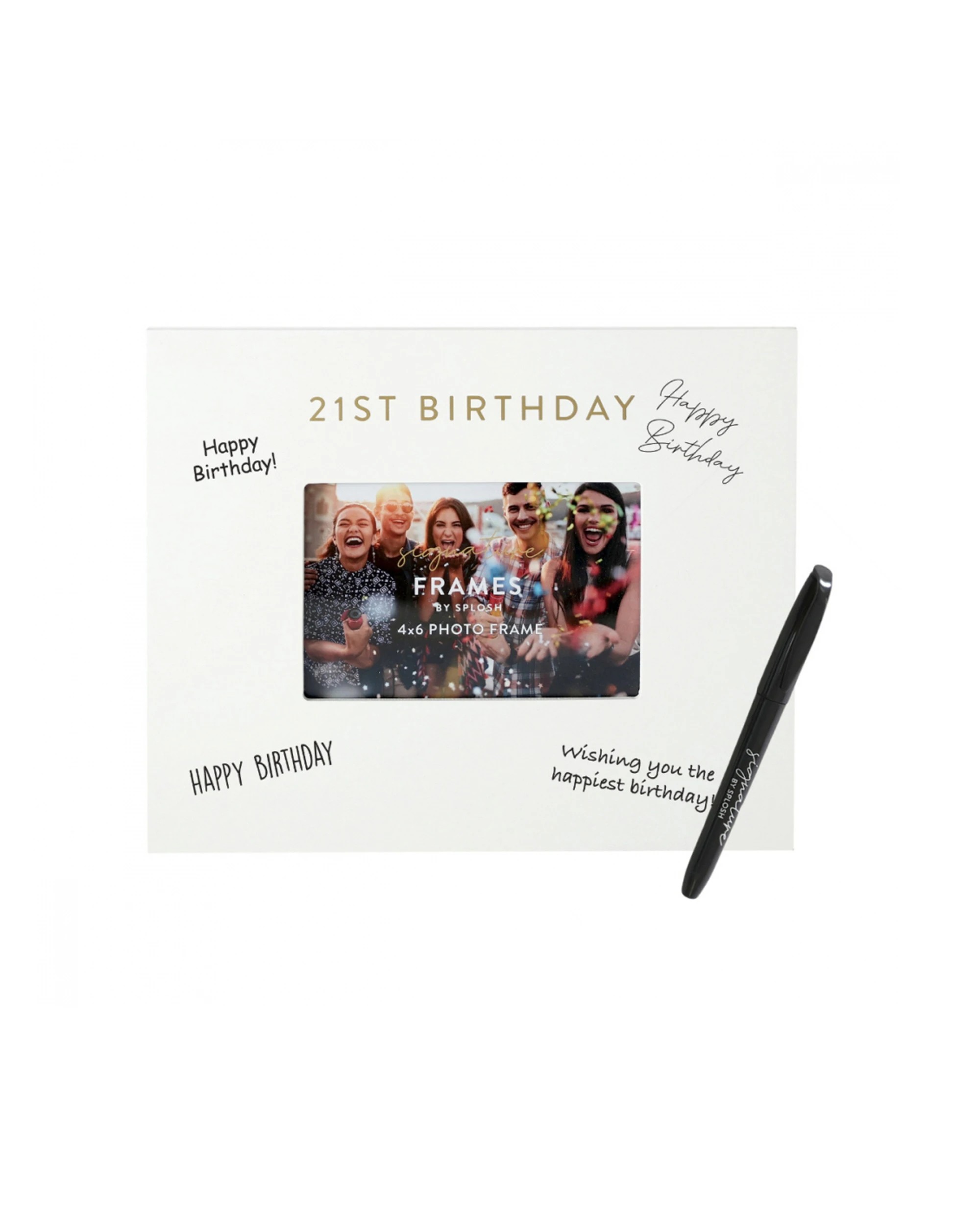 4 Splosh 21st Birthday Signature Photo Frame W/ Marker Home Decor 27.5x23cm White
 - White, 4 of 5