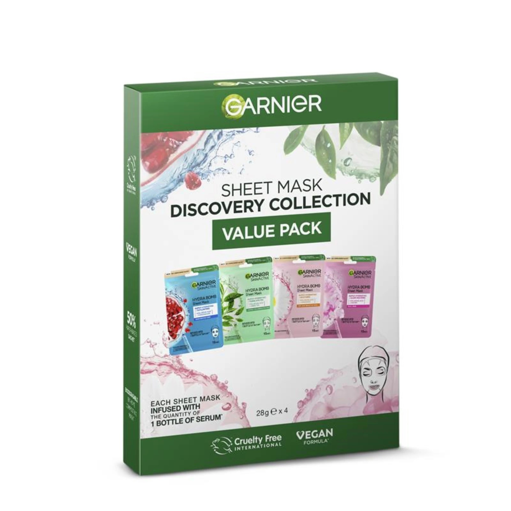 1 4 Pack Garnier Sheet Mask Discovery Collection Value Pack