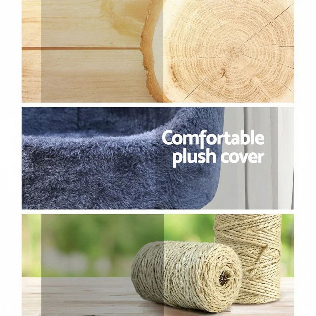 3 i.Pet Cat Tree 126cm Tower Scratching Post Scratcher Condo Trees House - Grey, 3 of 6