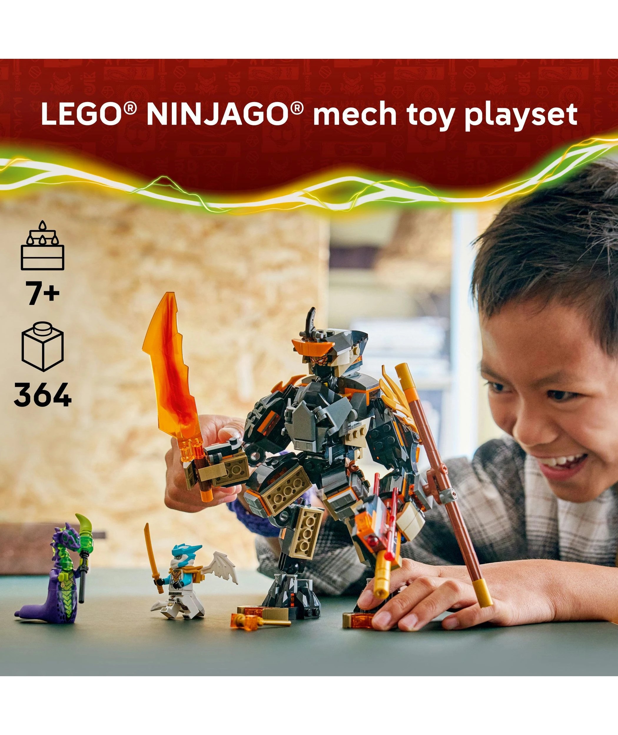 3 LEGO NINJAGO Cole's Mission Mech & Dragon Zane 71854, 3 of 10