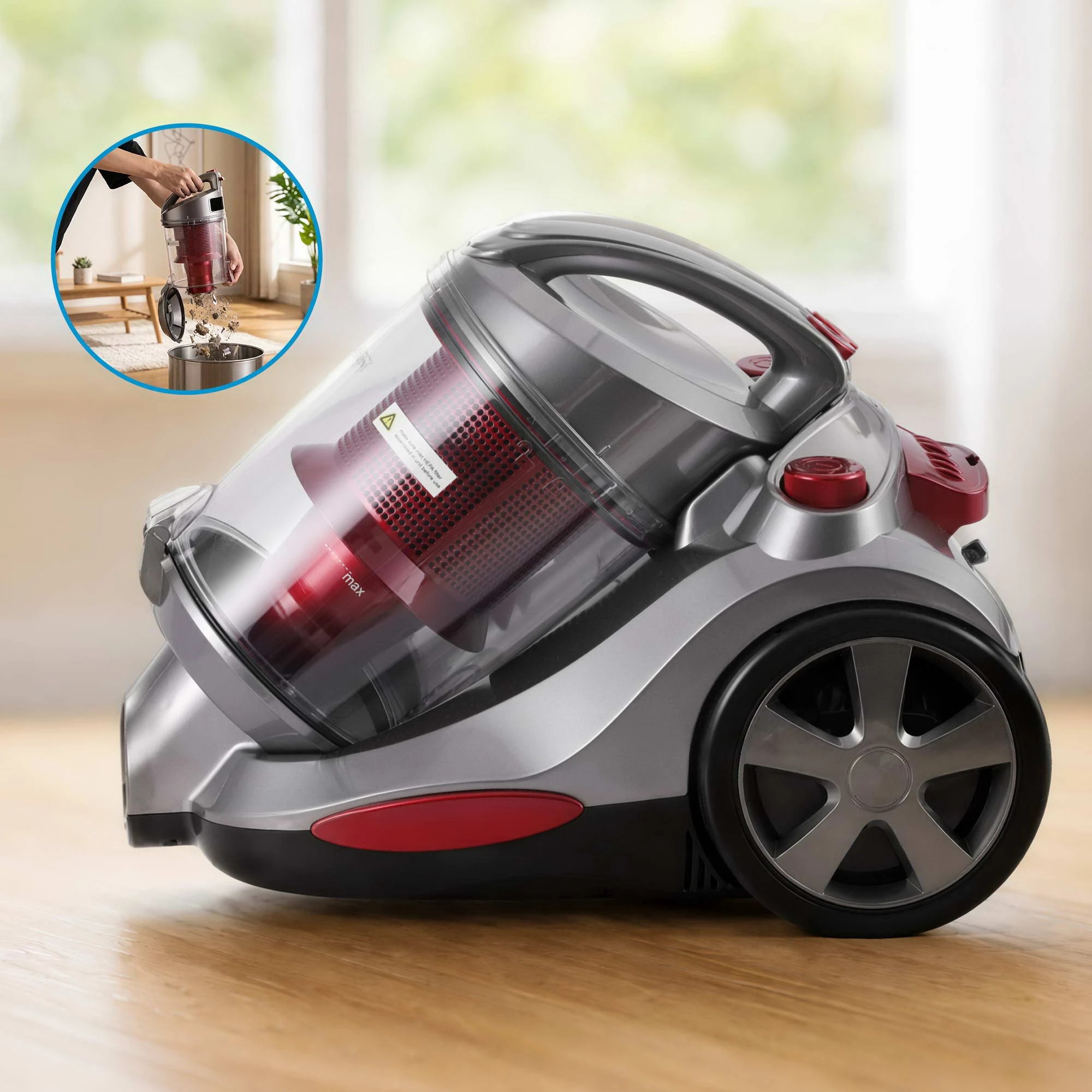 6 Devanti Vacuum Cleaner Bagless Canister 2000W 25kPa Powerful Suction 4L - Red, 6 of 9