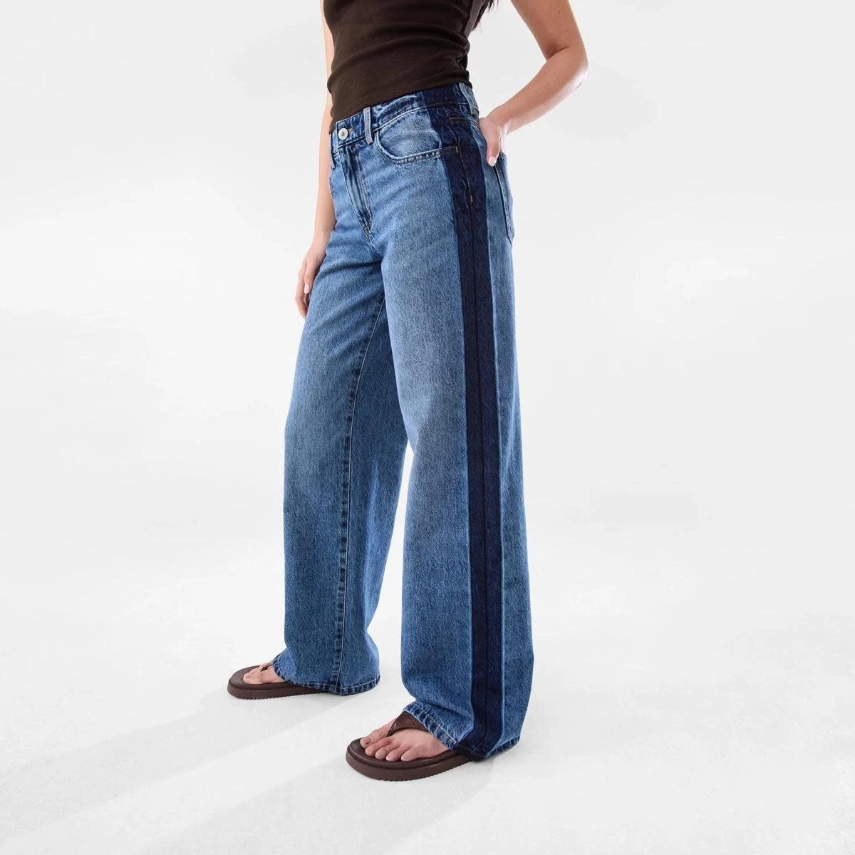1 Side Stripe Wide Leg Jeans MID WASH, 1 of 10