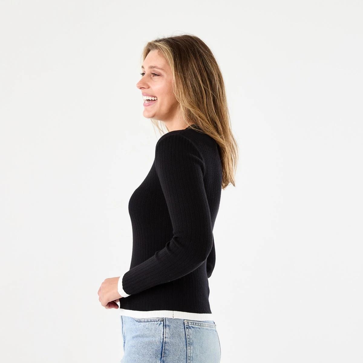 2 Long Sleeve Mock Neck Top Black, 2 of 5