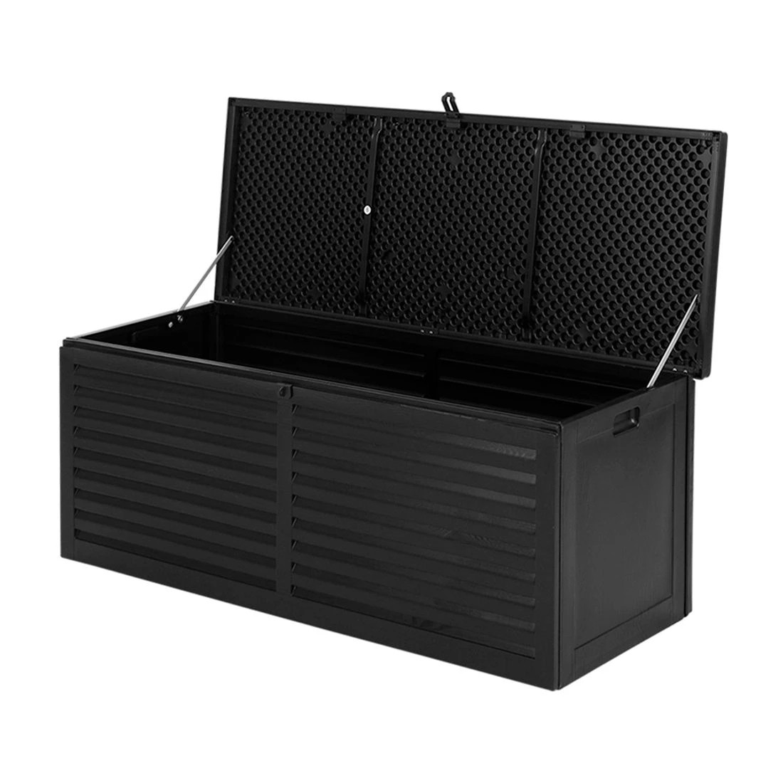 1 Gardeon Outdoor Storage Box 390L Container Lockable Garden Bench Shed Tools Toy - Black, 1 of 8