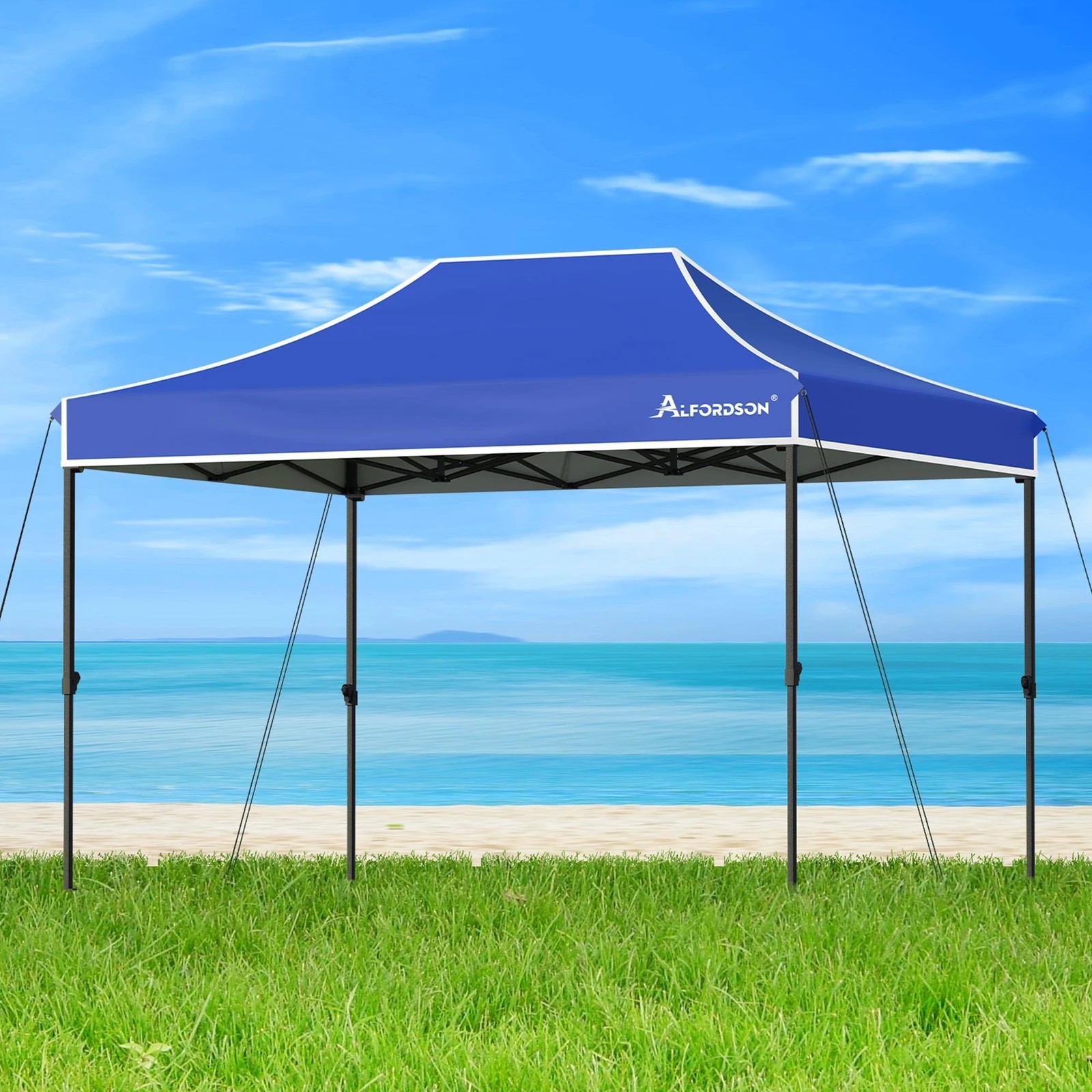 2 Alfordson Gazebo 3x4.5m Pop Up Marquee Canopy - Blue, 2 of 10
