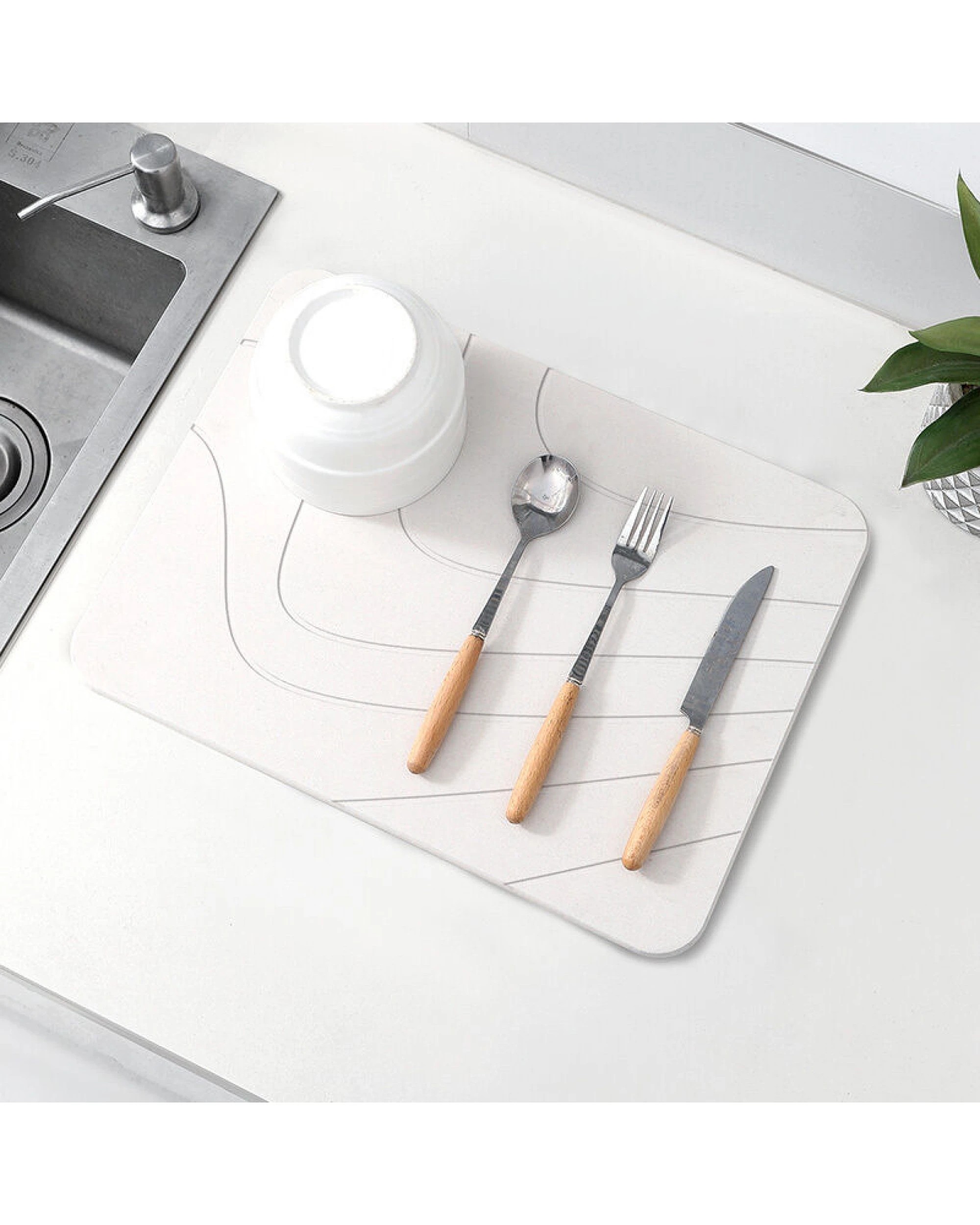 3 BR Home Diatomite Kitchen Dish Drying Mat with Absorbent Lines, 3 of 4