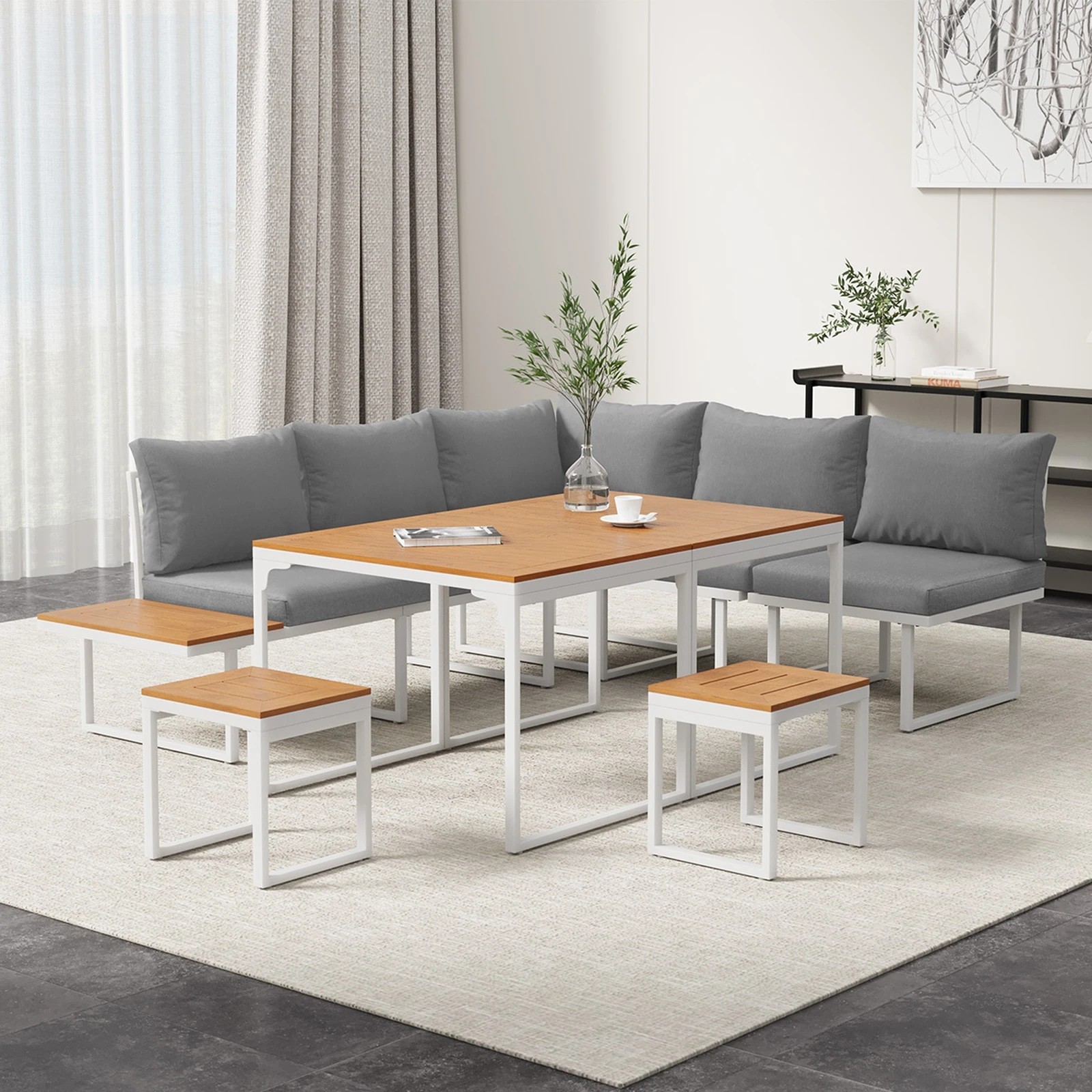 4 Livsip 7 Seater Outdoor Dining Set Sofa Lounge Setting Patio Table Stool - Multi, 4 of 8