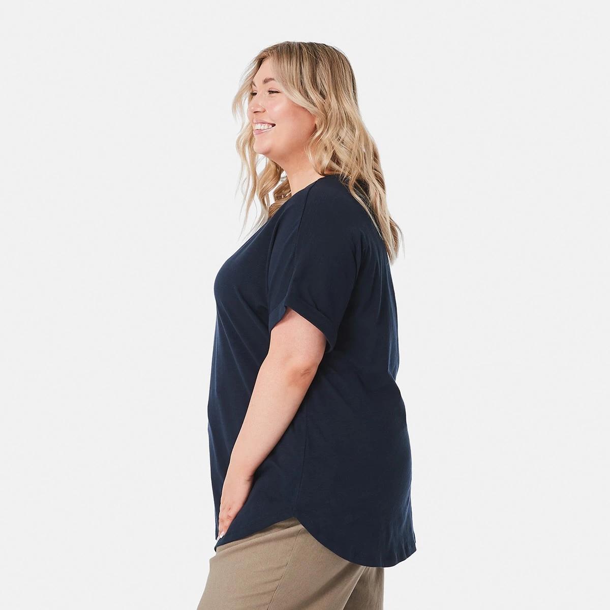 2 Curve Short Sleeve Longline Slub T-shirt SKY CAPTAIN, 2 of 8