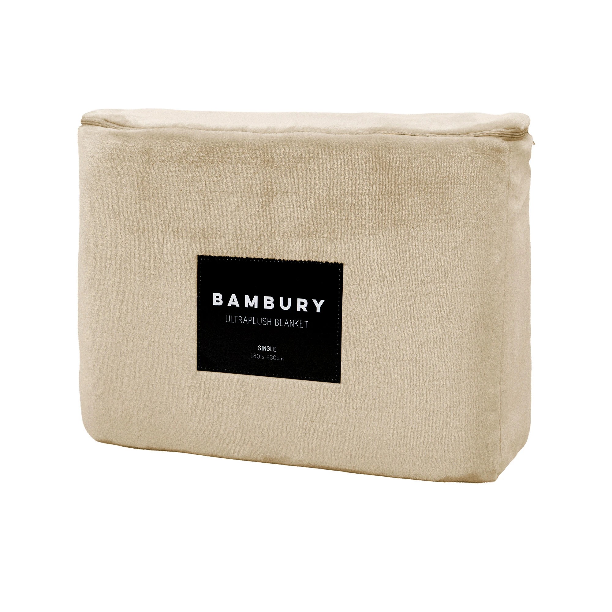 3 Bambury Solid Ultraplush Polyester Cosy Blanket Linen - Single Bed - Natural, 3 of 4