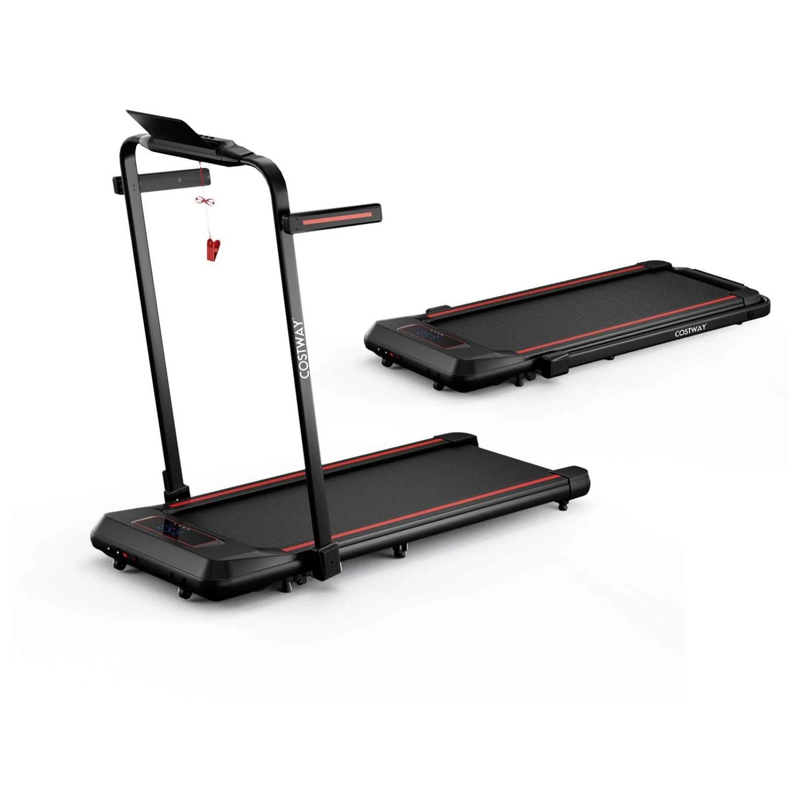 1 Costway 2-in-1 Folding Treadmill Electric Desk Walking Pad Incline Exercise Machine - Red, 1 of 1