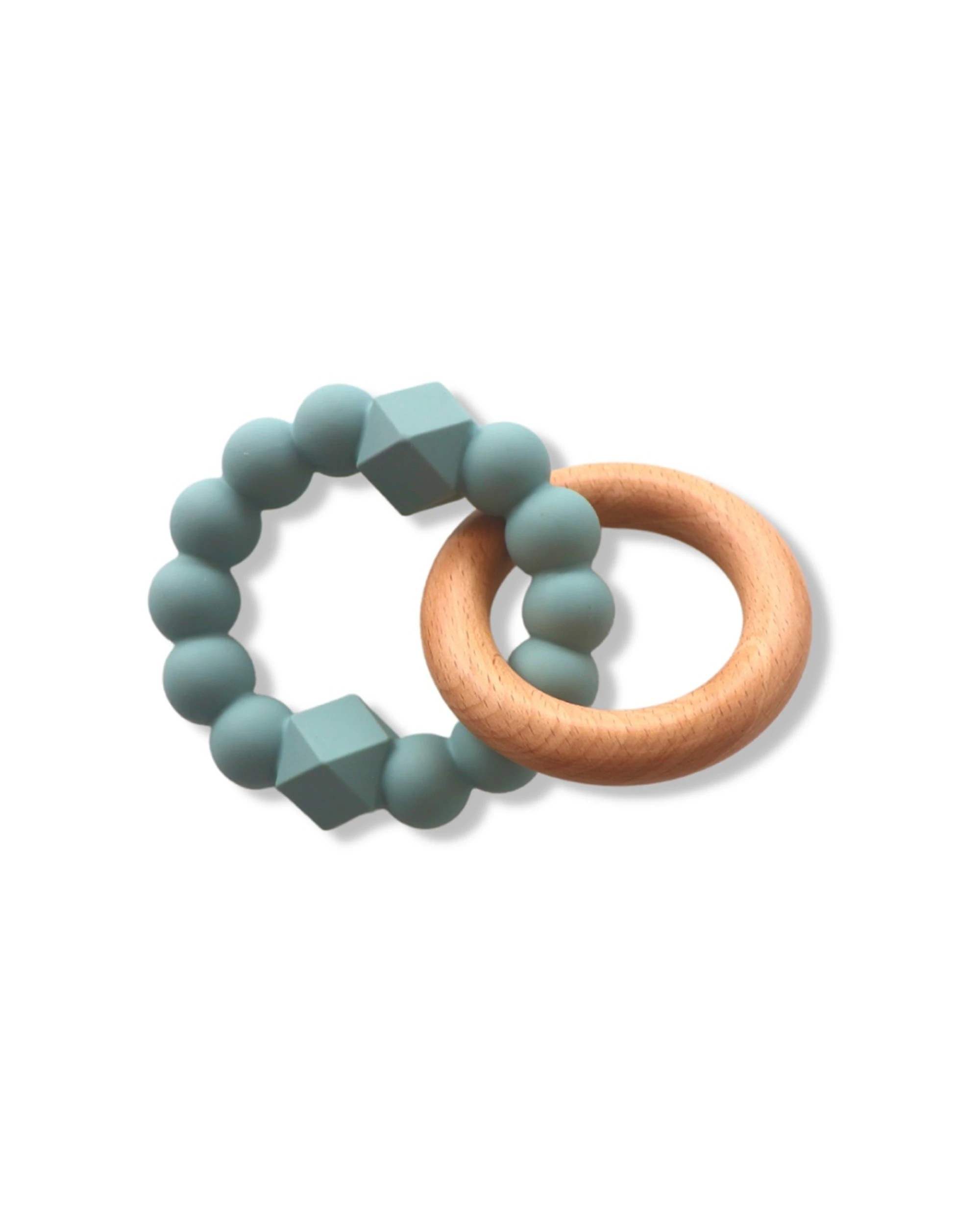 1 Jellystone Designs Moon Teether Wood & Silicone Baby Teething Toy Gums Comforter - Green, 1 of 1