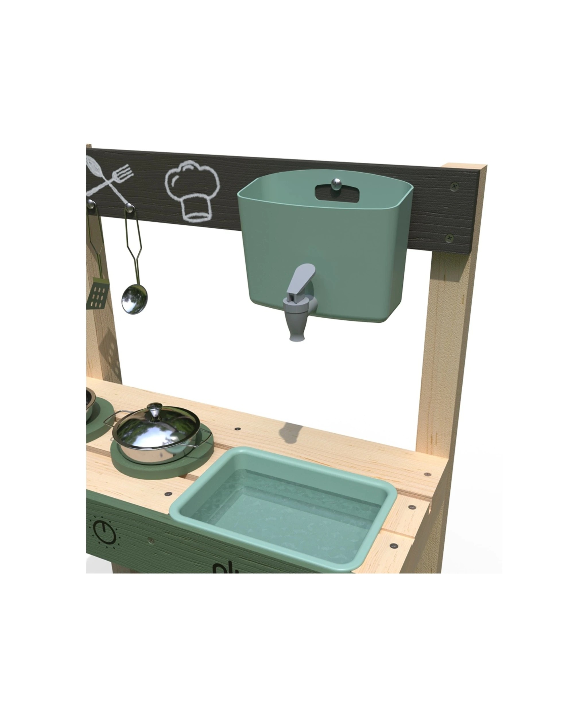 3 Plum Play Outdoor Mud Kitchen With Working Tap Chalkboard 55cm - Multi, 3 of 7