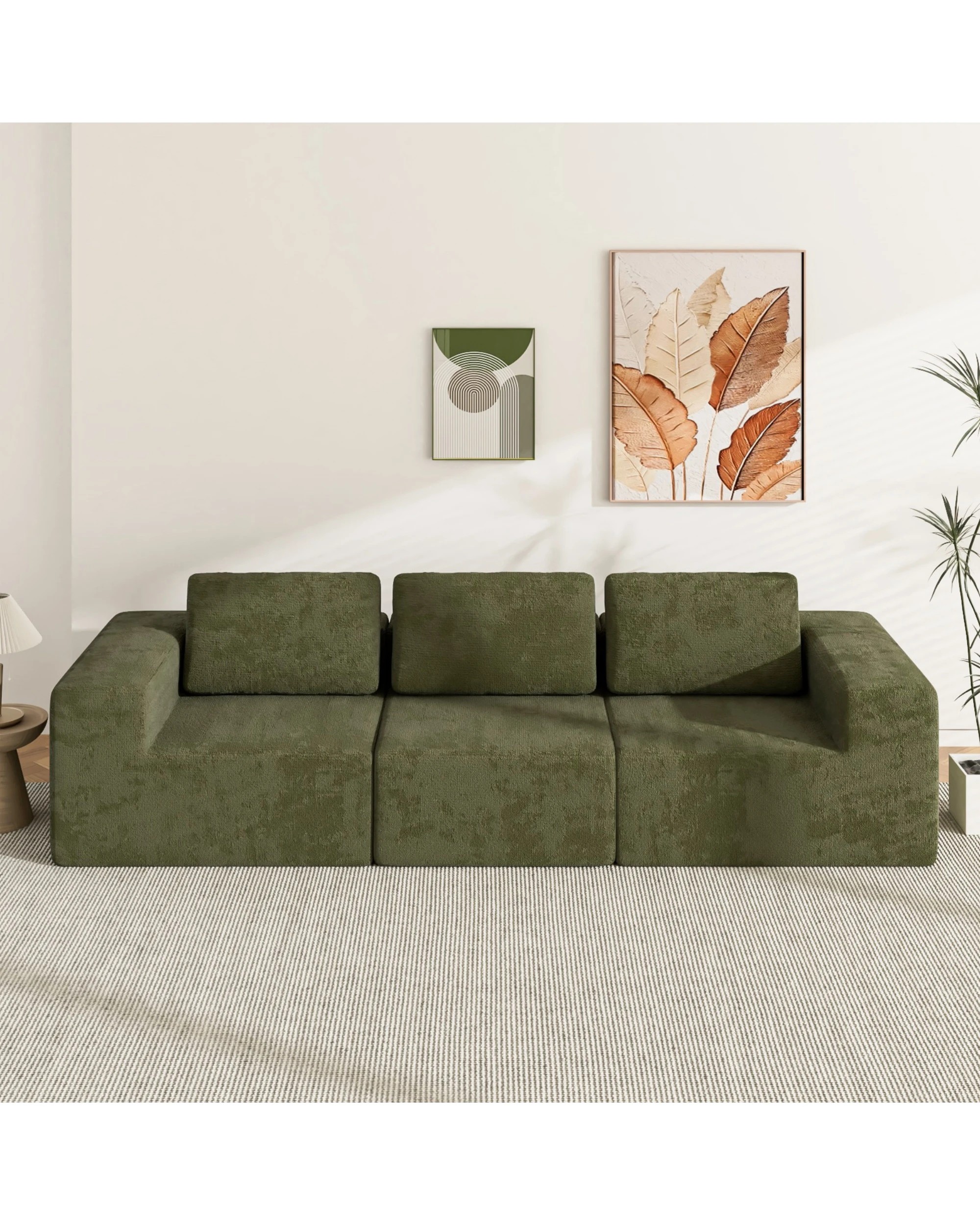 3 Advwin 265cm 3 Seater Sofa Chenille Fabric Modern Modular Sectional Couch No Assembly Foam Modular Sofa, 3 of 4
