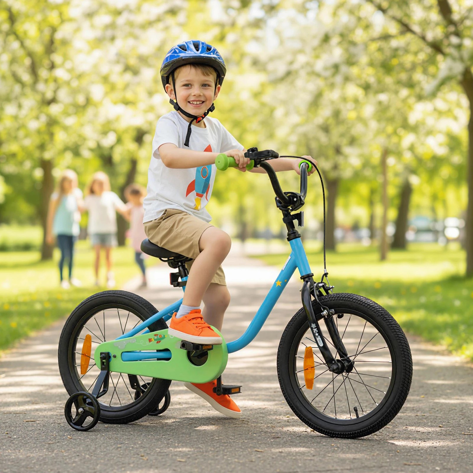 2 Costway 40cm Kids Bike Children Bicycle w/Training Wheel & Adjustable Seat - Blue, 2 of 3