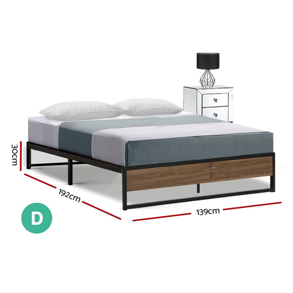 2 Artiss Bed Frame Metal Frame Bed Base OSLO - - Black, 2 of 6