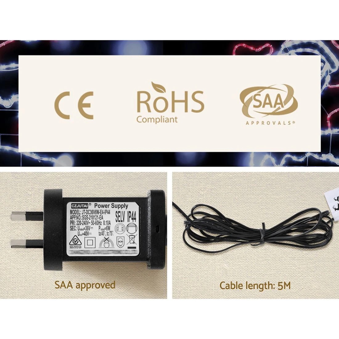 7 Jingle Jollys Christmas Lights 101cm Santa 248 LED Decorations - Multi, 7 of 7