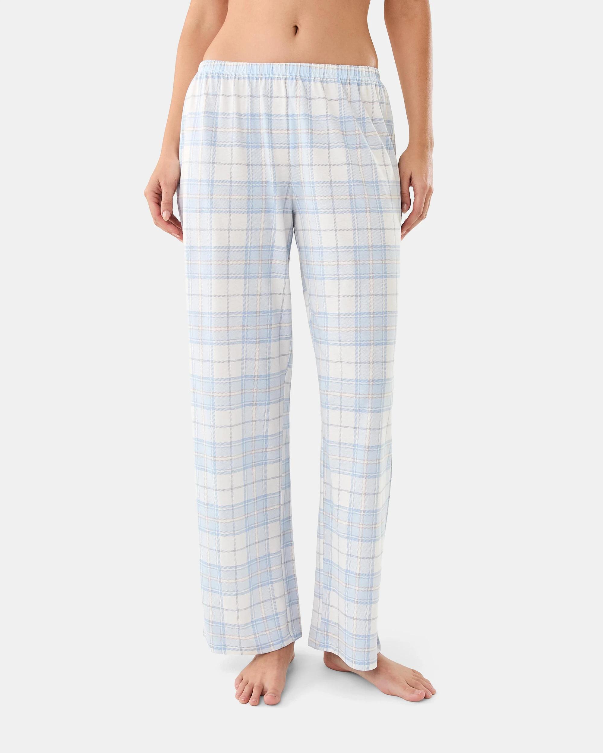 1 Cotton Print Knit Pants Blu Bw Chk, 1 of 5