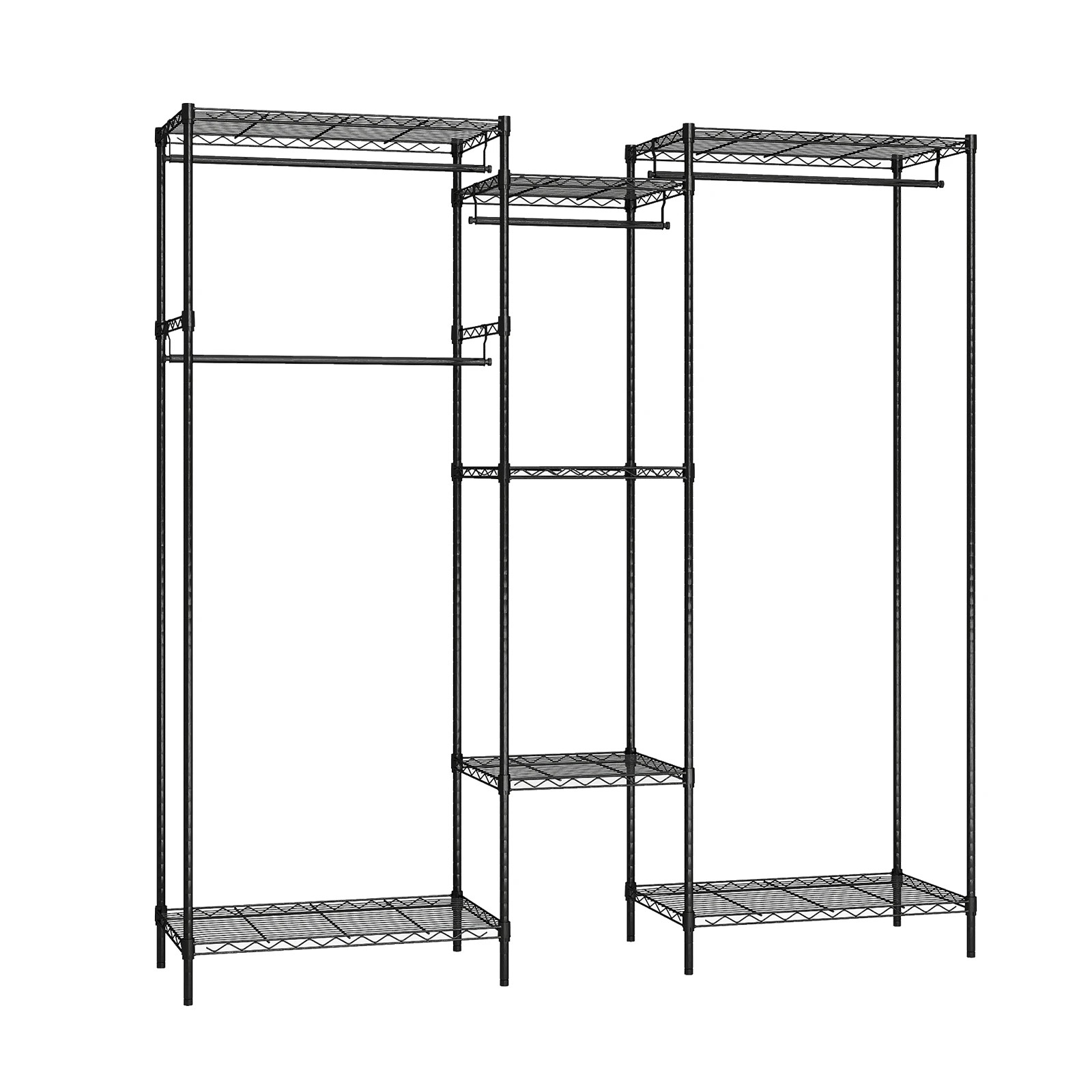 1 Costway Portable Wardrobe Clothes Organiser Metal Garment Rack w/Adjustable Shelf & Hanging Rods - Black, 1 of 3