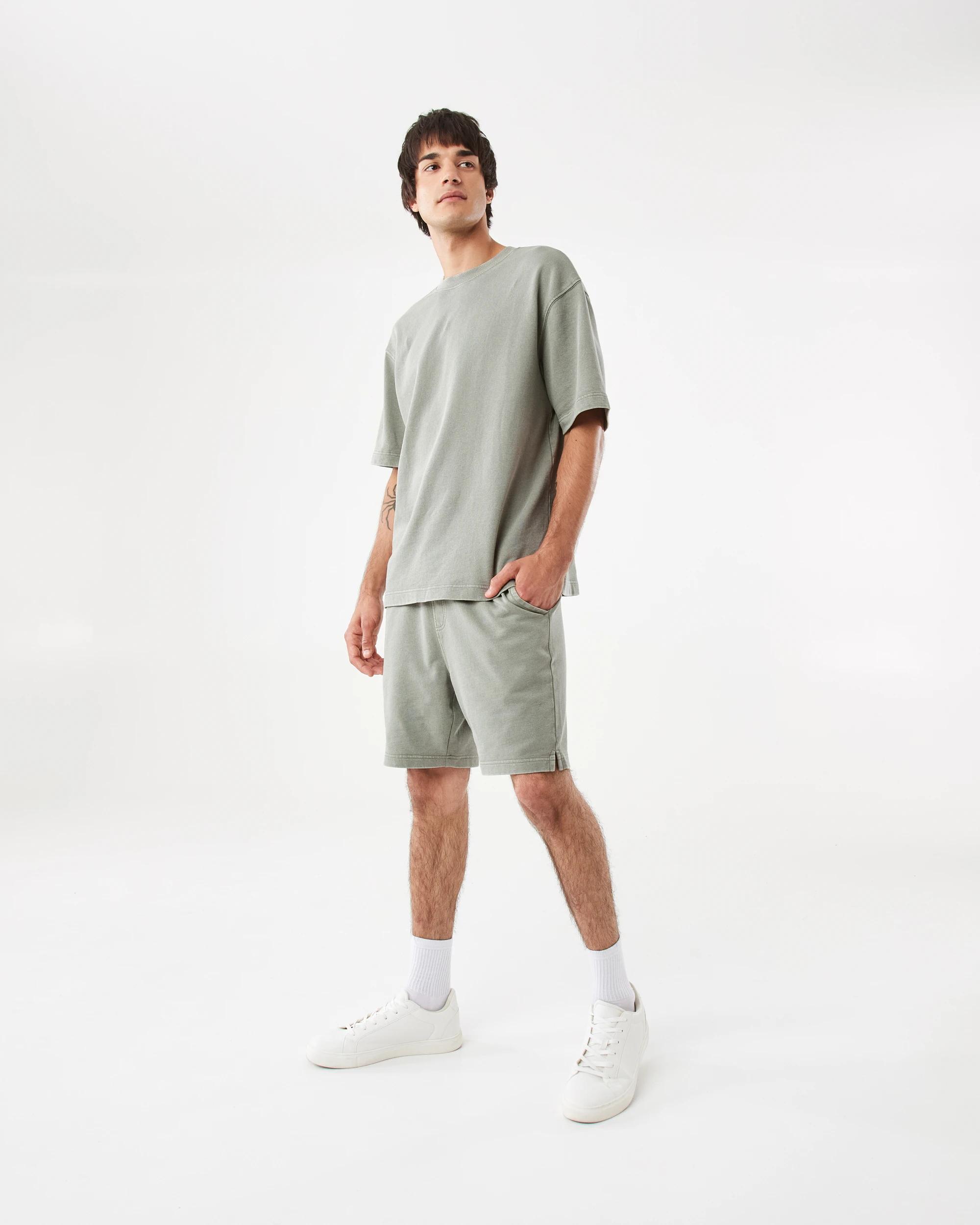 4 Elastic Waistband Washed Terry Shorts Grn Smkolv, 4 of 9