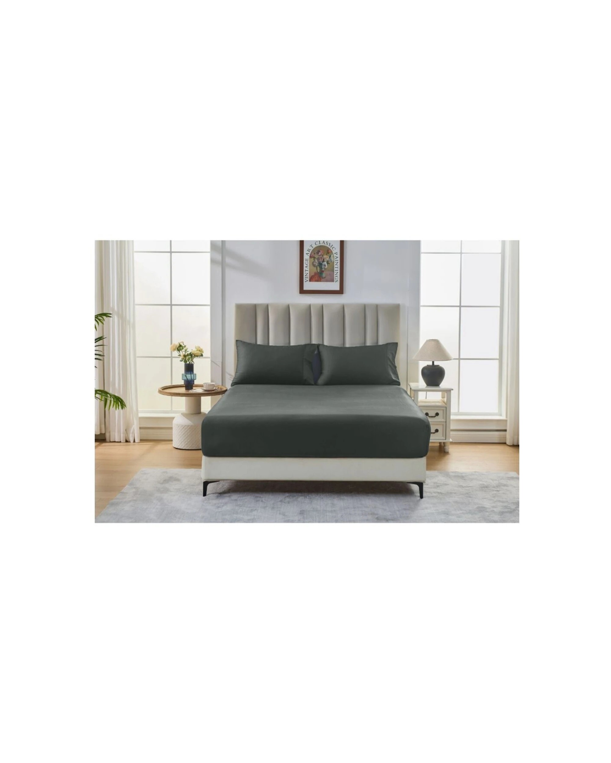 4 Grosvenor House 500TC Egyptian Cotton Fitted Bed Bedding Sheet - Double Bed - Charcoal, 4 of 5