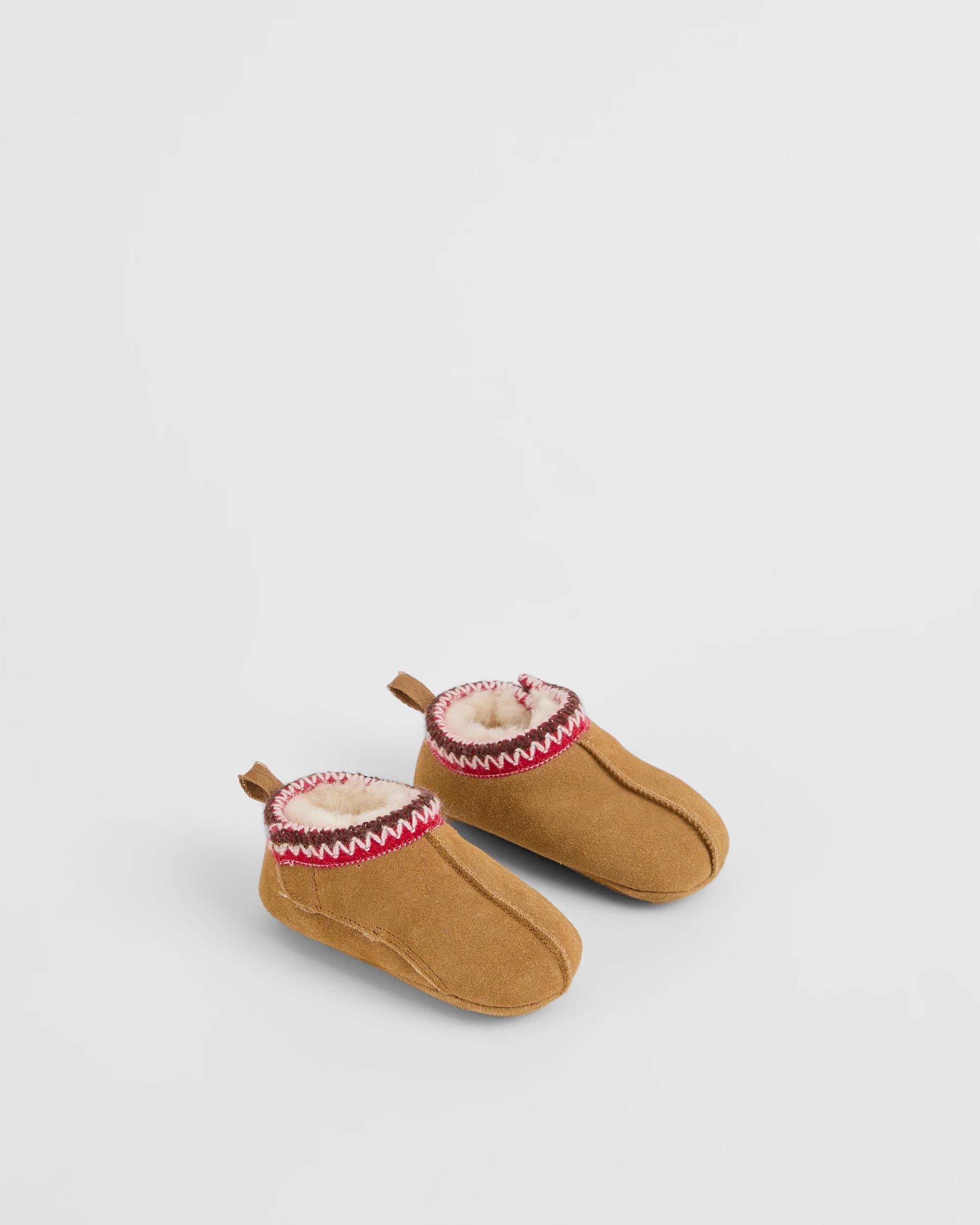 2 Australian Design Ugg Boots and Slippers Baby Australian Design First Walker Suede Leather Slippers CHESTNUT, 2 of 3
