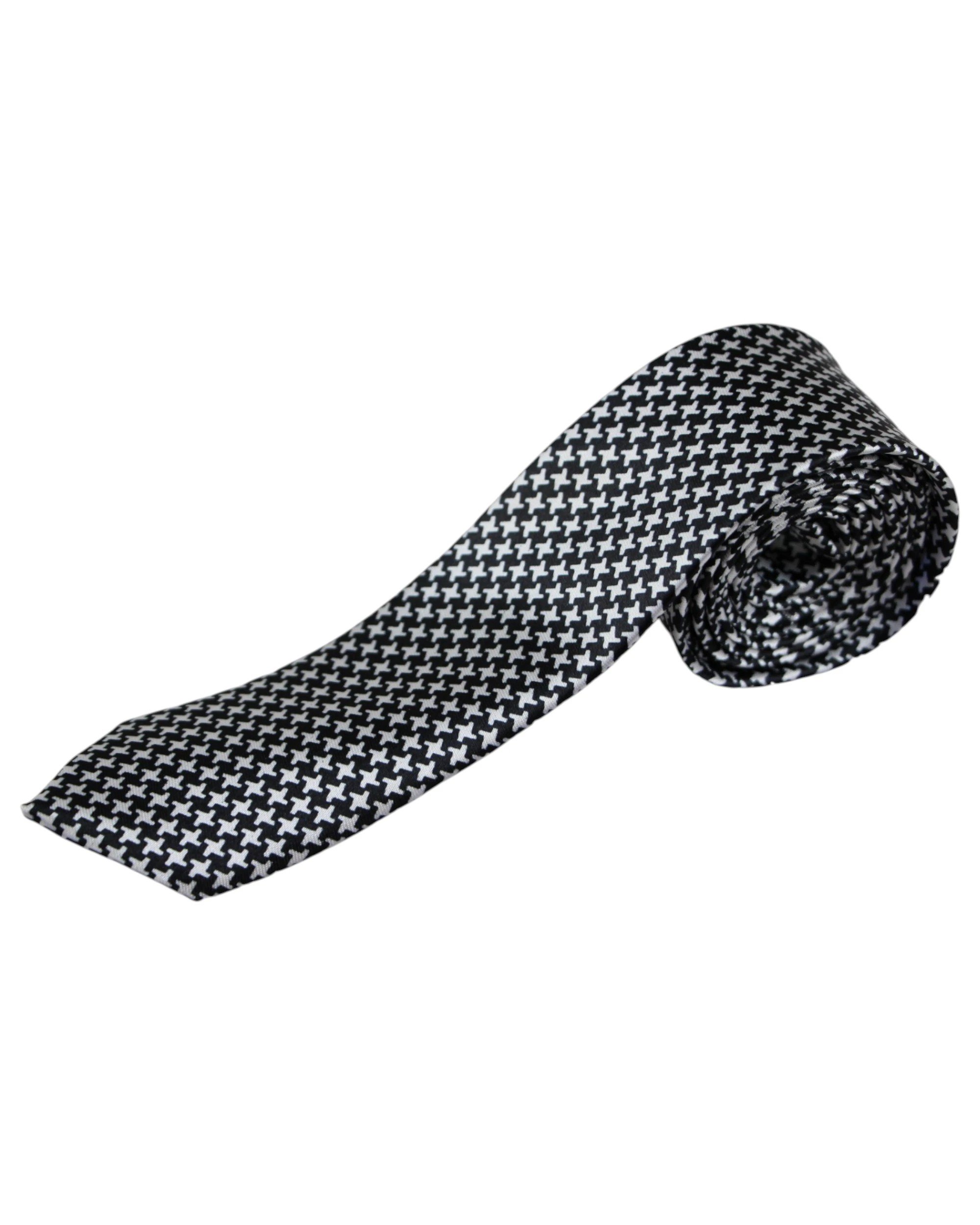 1 Zasel Mens Black & White Cross 5cm Skinny Neck Tie - Multi, 1 of 3