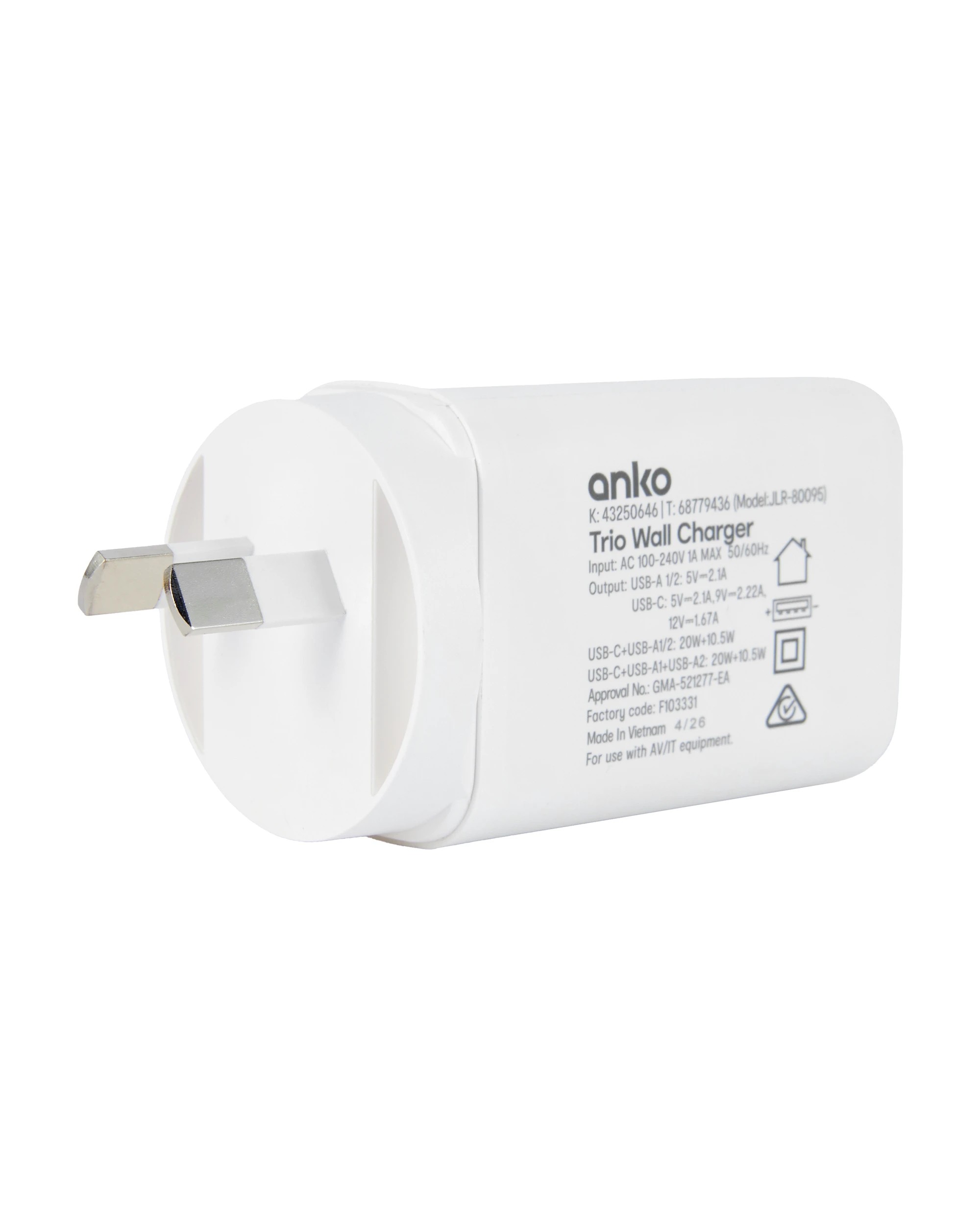 4 Trio Wall Charger - White, 4 of 5