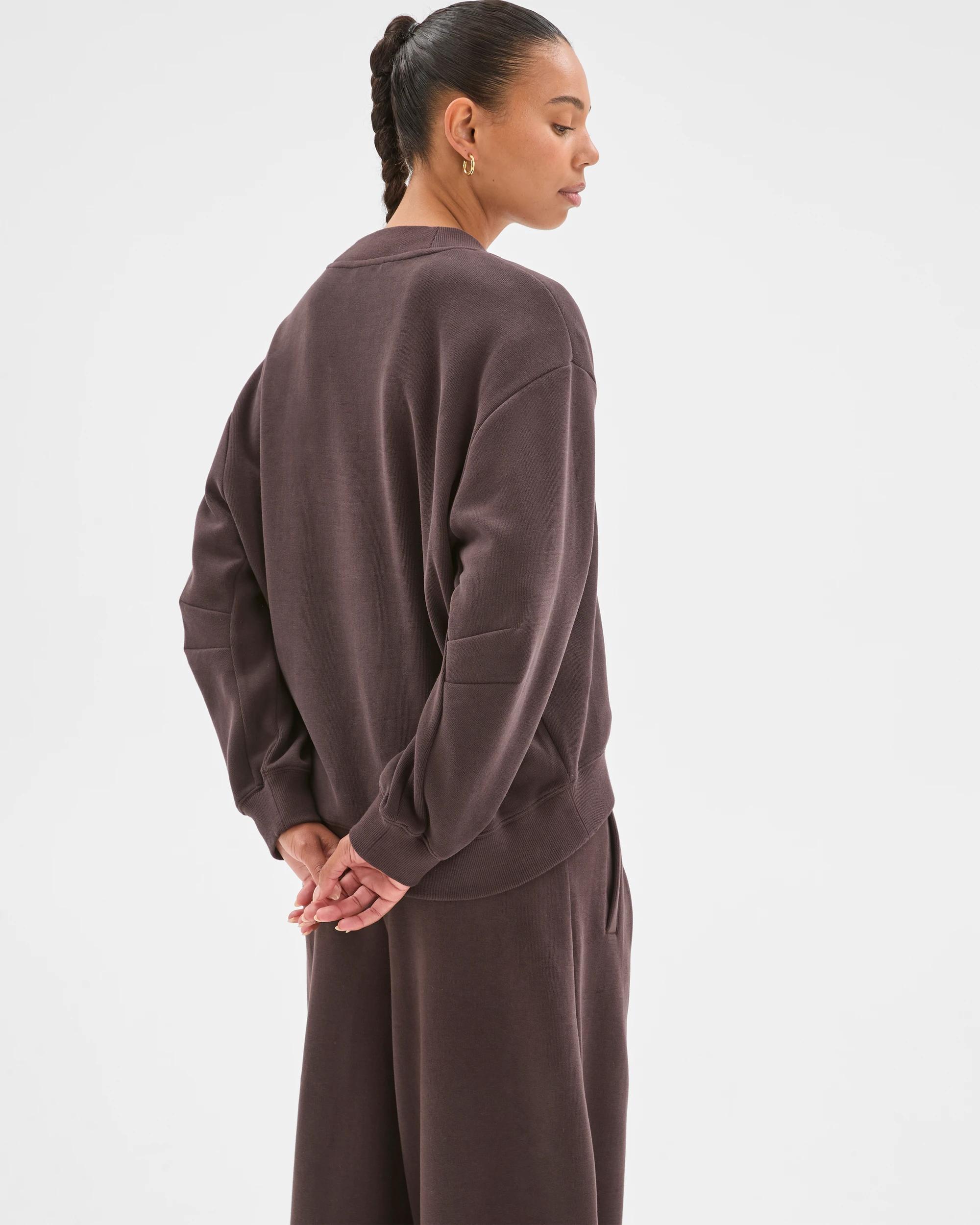 6 Target Active Active Australian Cotton Blend Sueded Rib V-Neck Jumper COCOA, 6 of 6