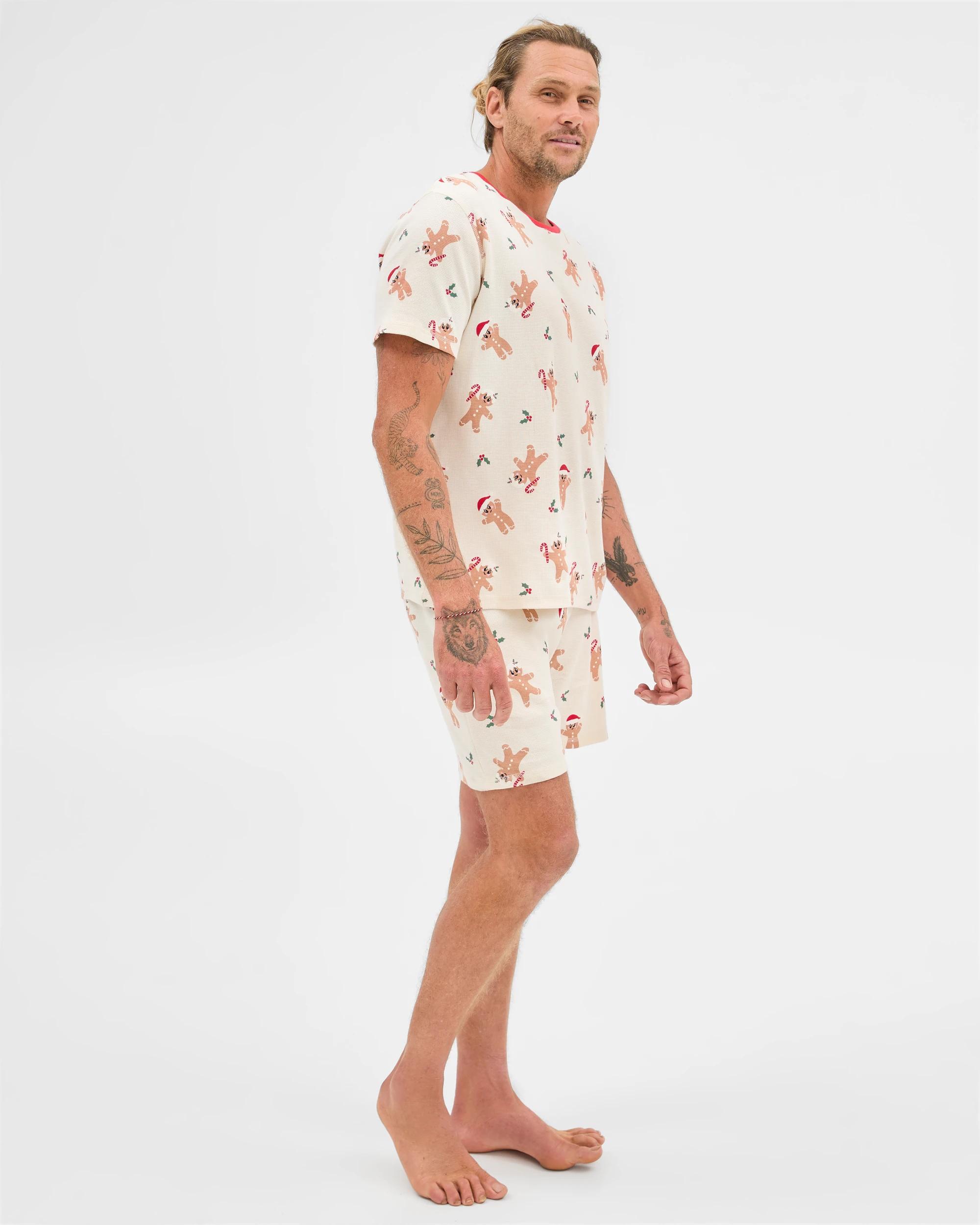 2 Target Family Matching Christmas Gingerbread Australian Cotton Mens Waffle Pyjama Set GINGERBREAD, 2 of 7