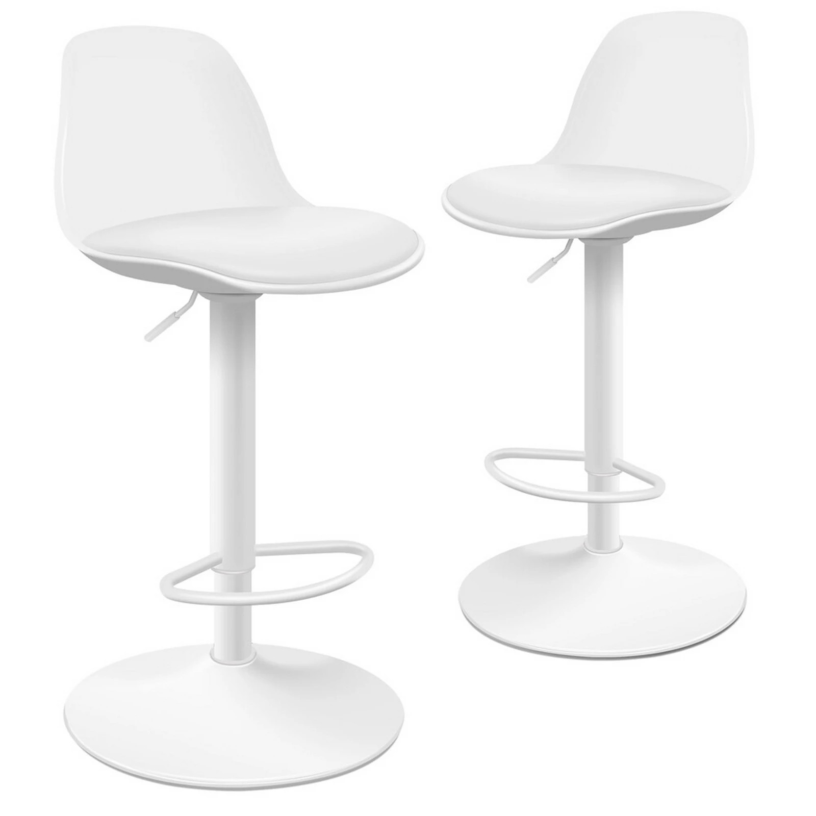 1 Alfordson 2x Bar Stools Kitchen Swivel Chair Leather Gas Lift Philip - White, 1 of 8