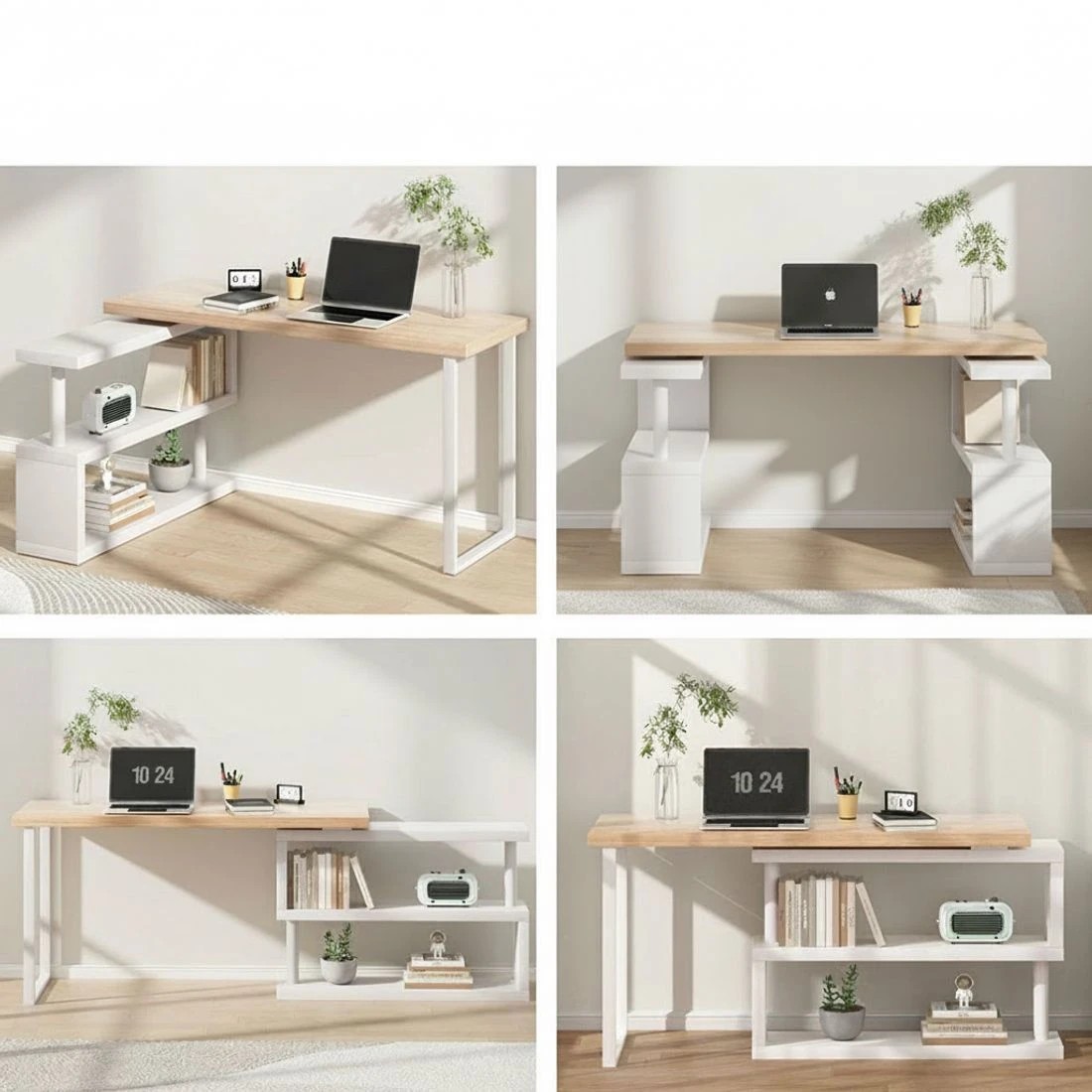 3 Artiss Computer Desk Bookshelf 140CM - Brown, 3 of 8